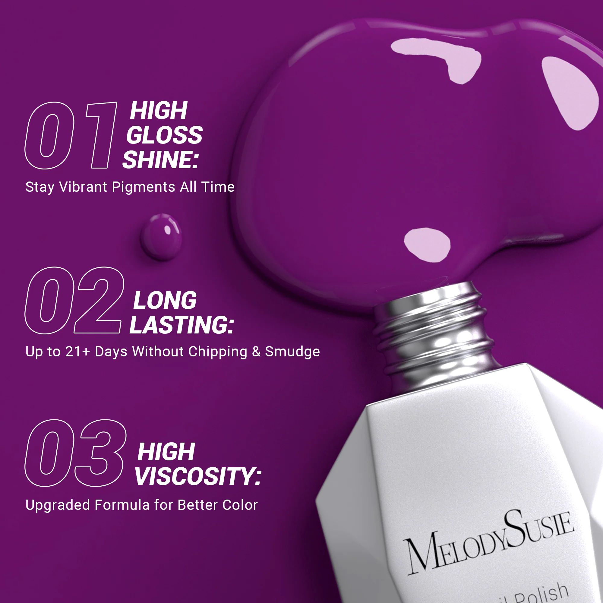 065 Dark Purple - Gel Nail Polish(15ml) - Image 3