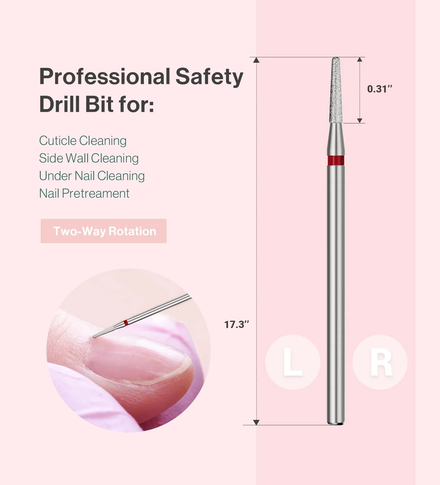 1.8mm Round Tapered Carbide Diamond Under Nail Cleaner Nail Drill Bit - Image 3