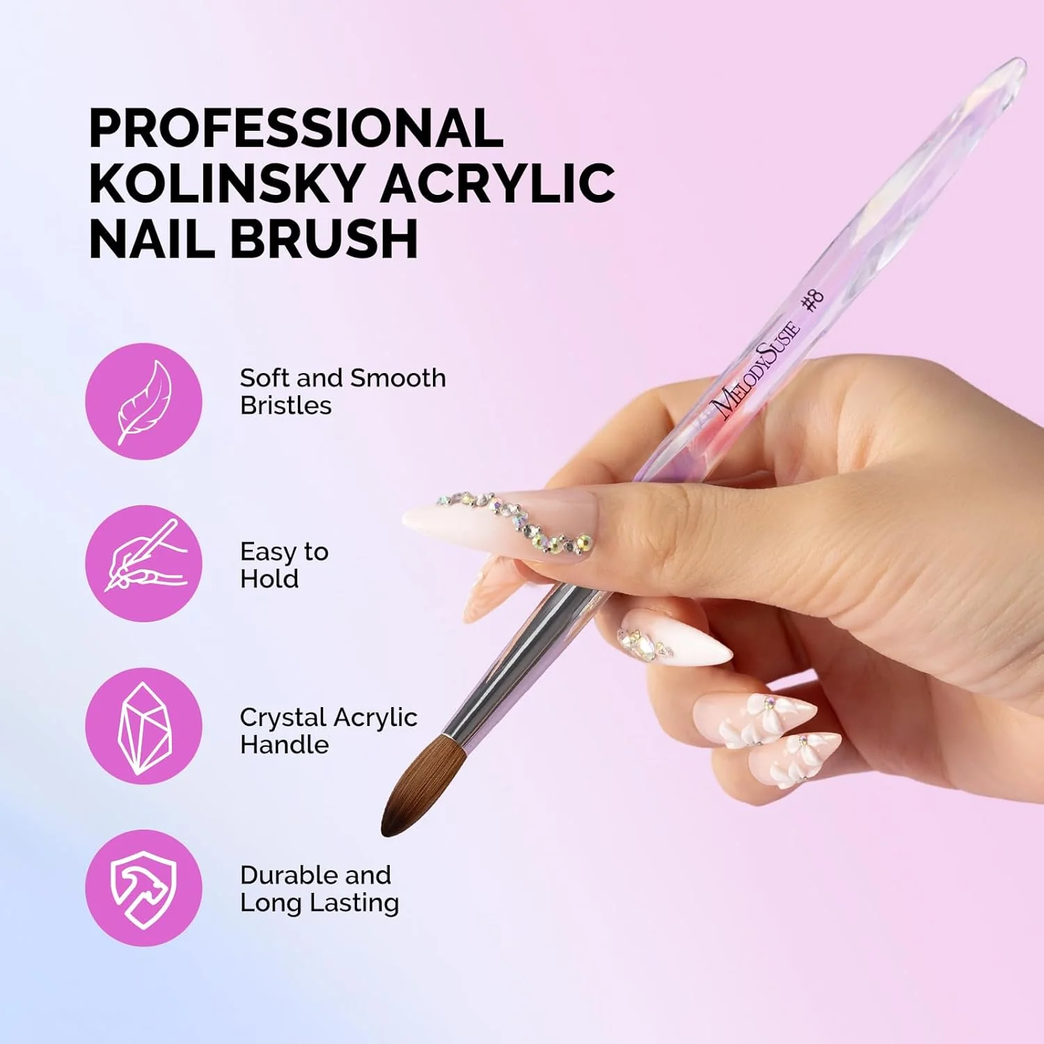 100% Kolinsky Acrylic Nail Brush - Image 3