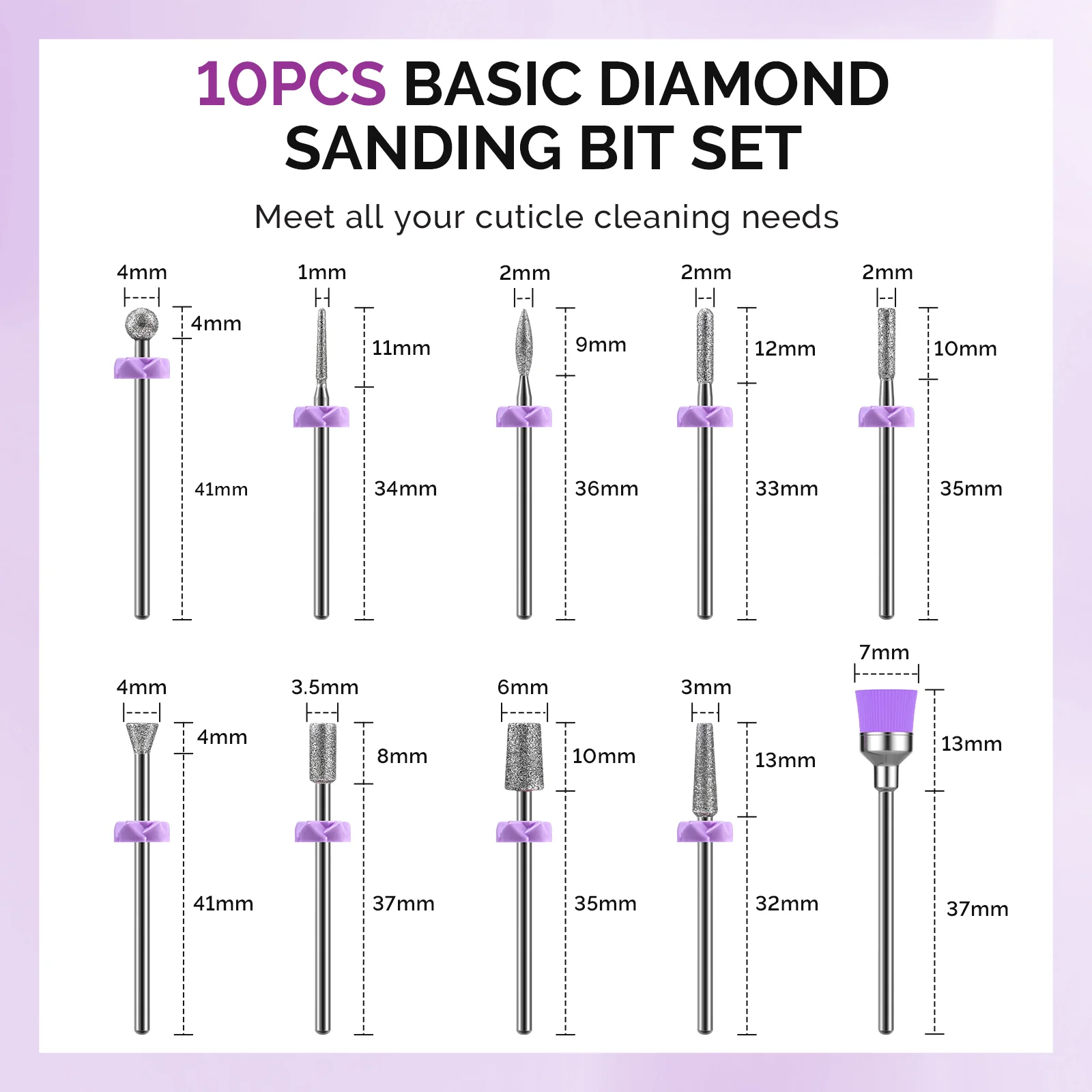 10Pcs Diamond Nail Drill Bit Set with 40Pcs Sanding Bands (#120#180#240 Grits) - Image 3