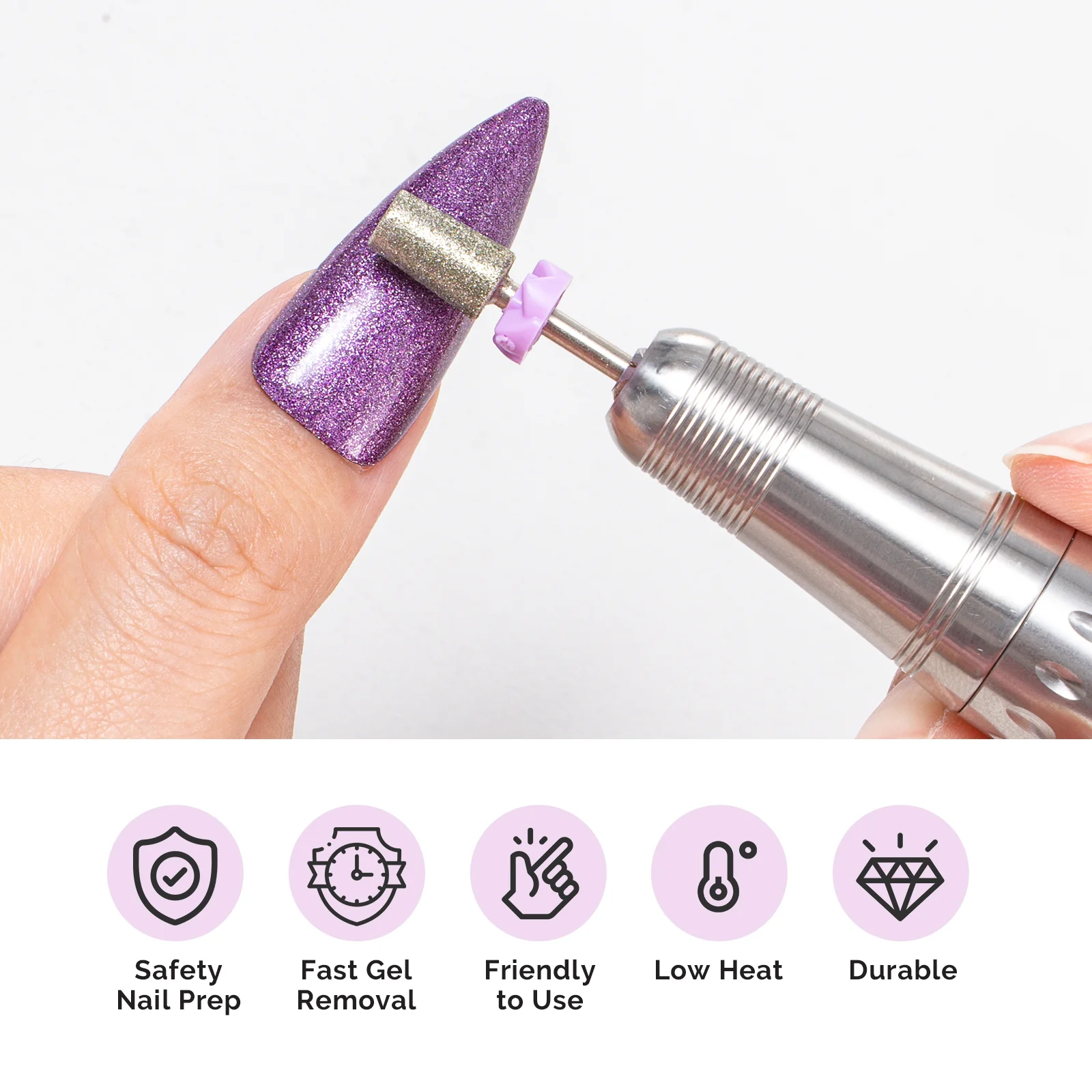 10Pcs Diamond Nail Drill Bit Set with 40Pcs Sanding Bands (#120#180#240 Grits) - Image 6