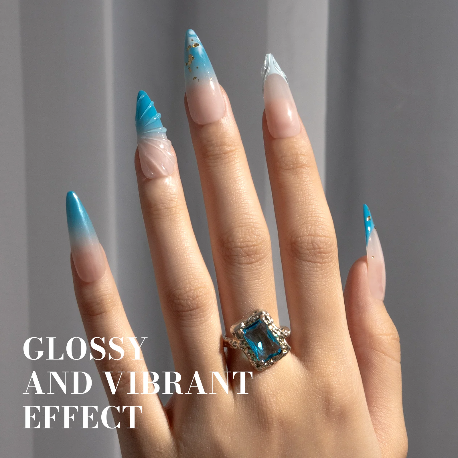 1655 Cerulean Blue - TPO-Free Faster UV Curing Gel Nail Polish(15ml) - Image 5