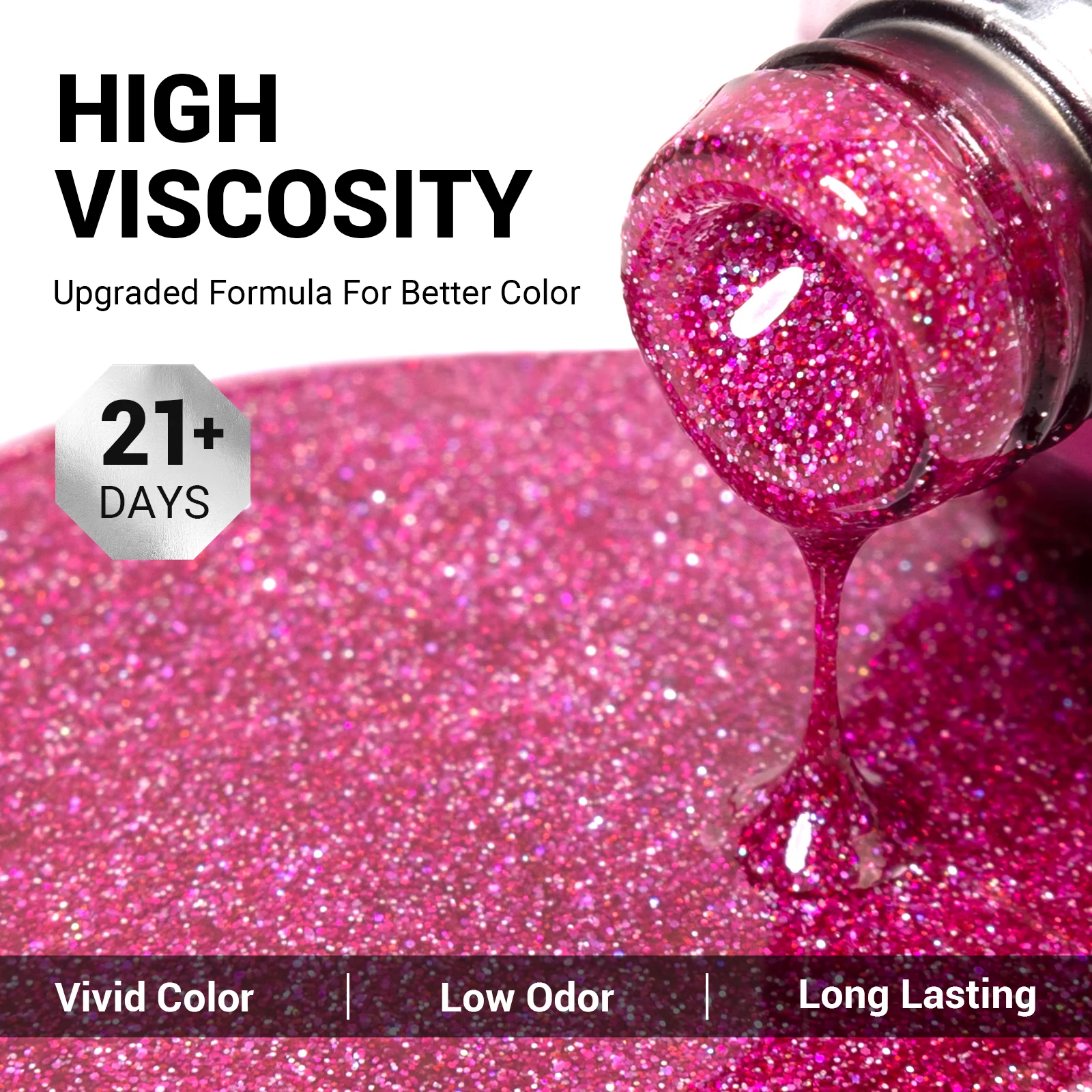 1662 Dazzling Pink - TPO-Free Thick Gel Nail Polish(15ml) - Image 3