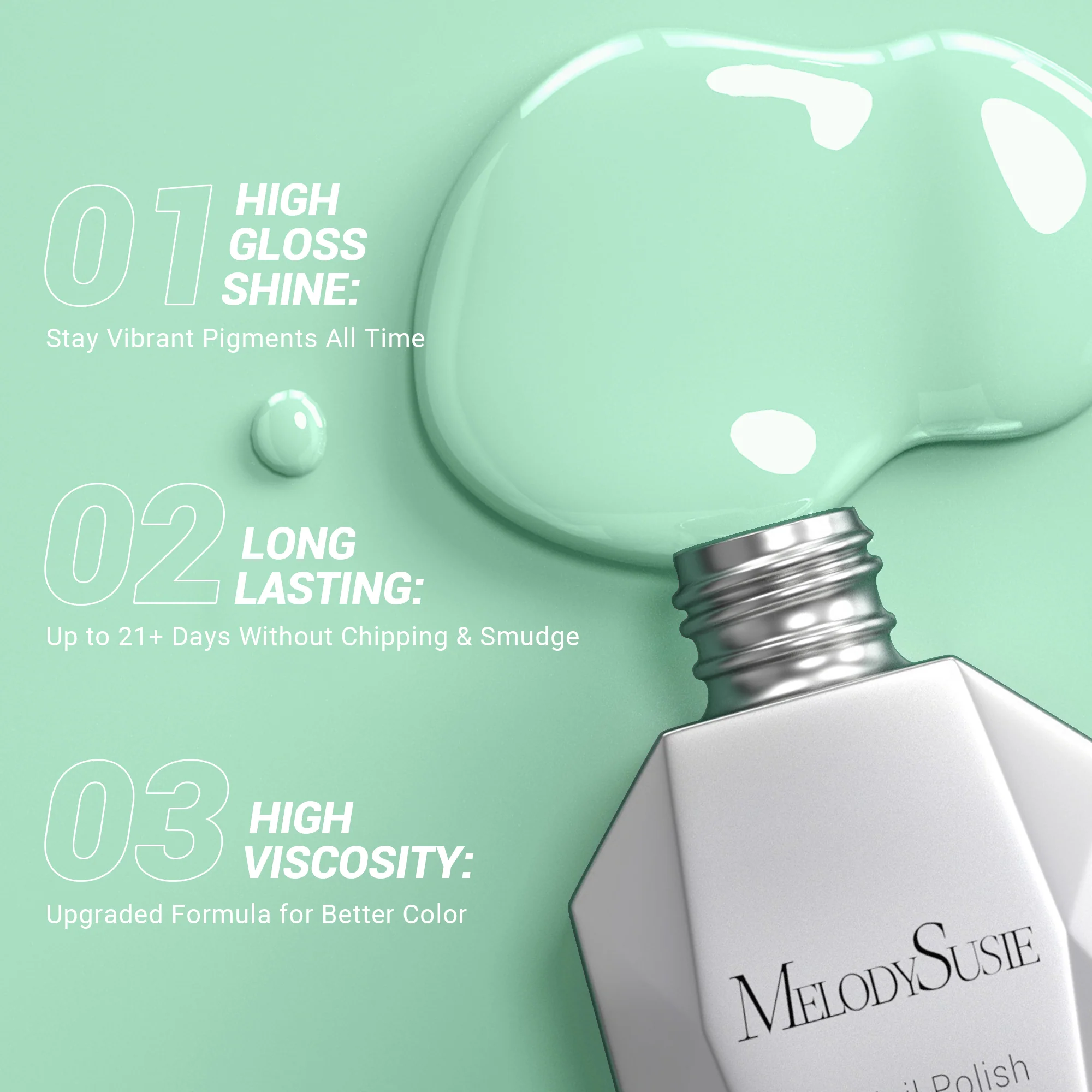 1666 Soft Mint Green - TPO-Free Thick Gel Nail Polish(15ml) - Image 3