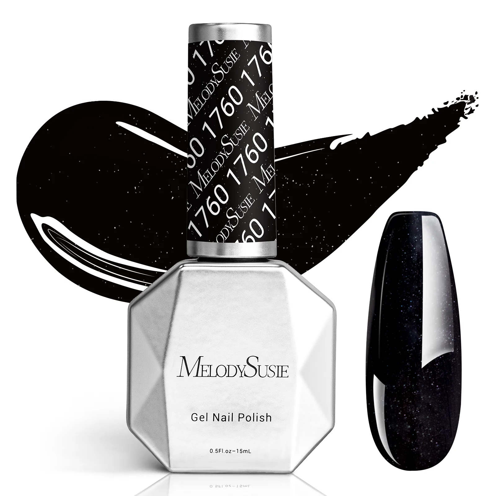 1760 Disco Black - TPO-Free Faster UV Curing Gel Nail Polish 0.5 fl oz/15ml