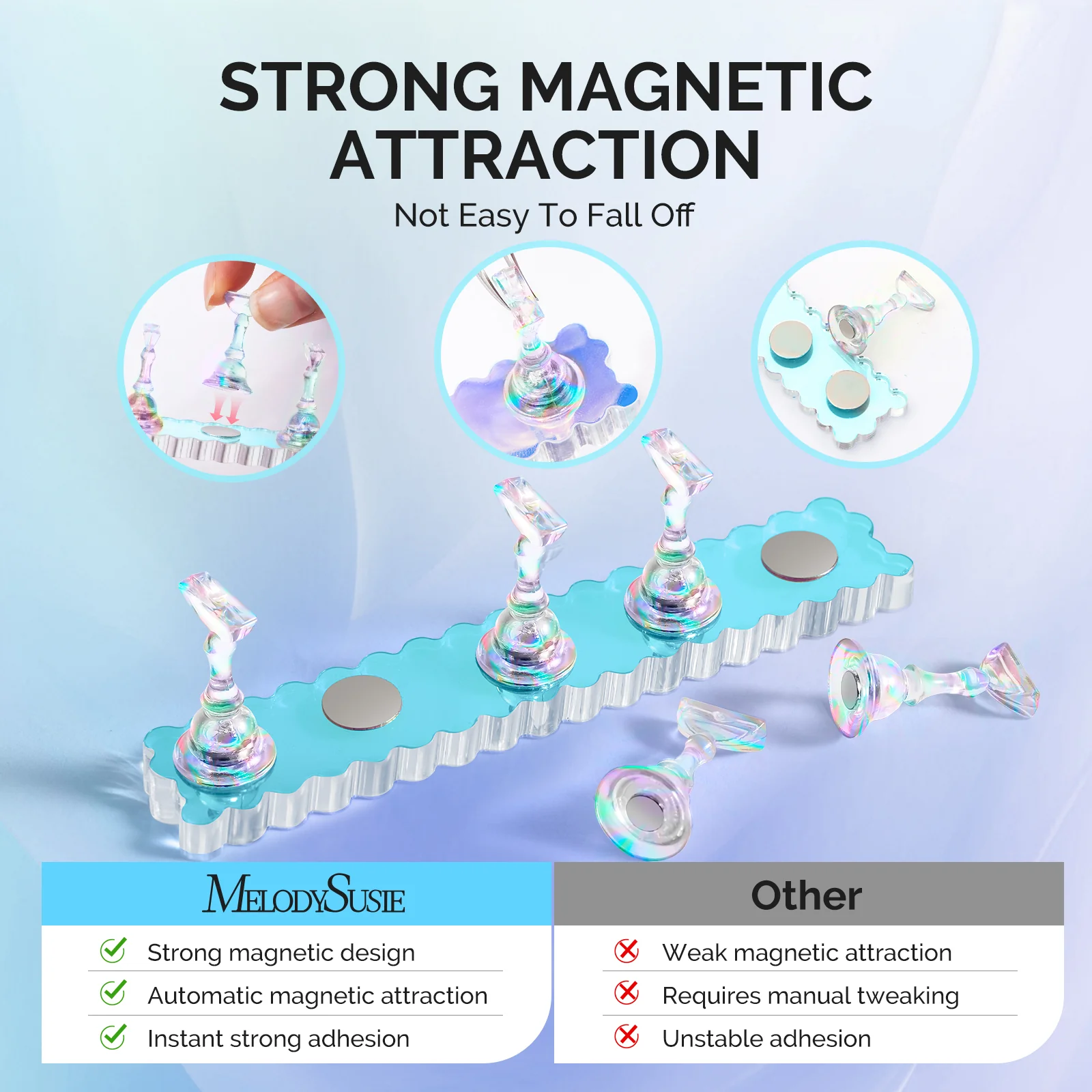 2 Sets Blue Acrylic Magnetic Nail Stand - Image 2