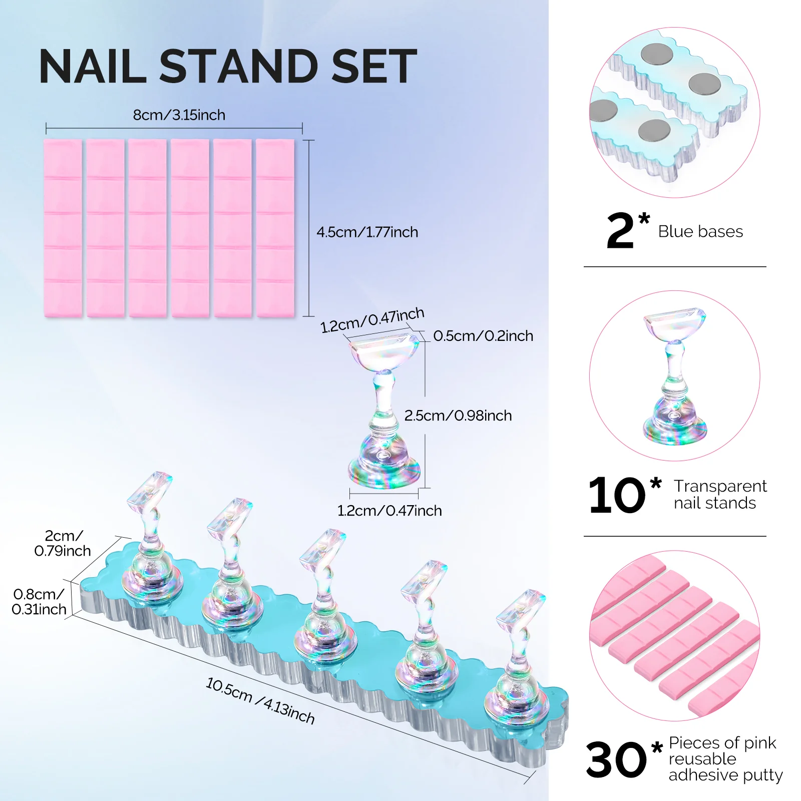 2 Sets Blue Acrylic Magnetic Nail Stand - Image 7