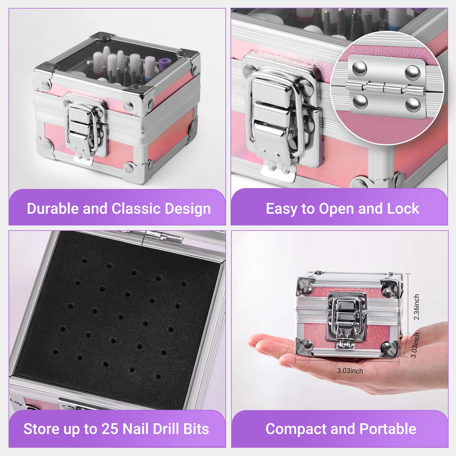 21Pcs Ceramic Diamond Carbide Nail Drill Bits with Portable Holder Case - Image 3