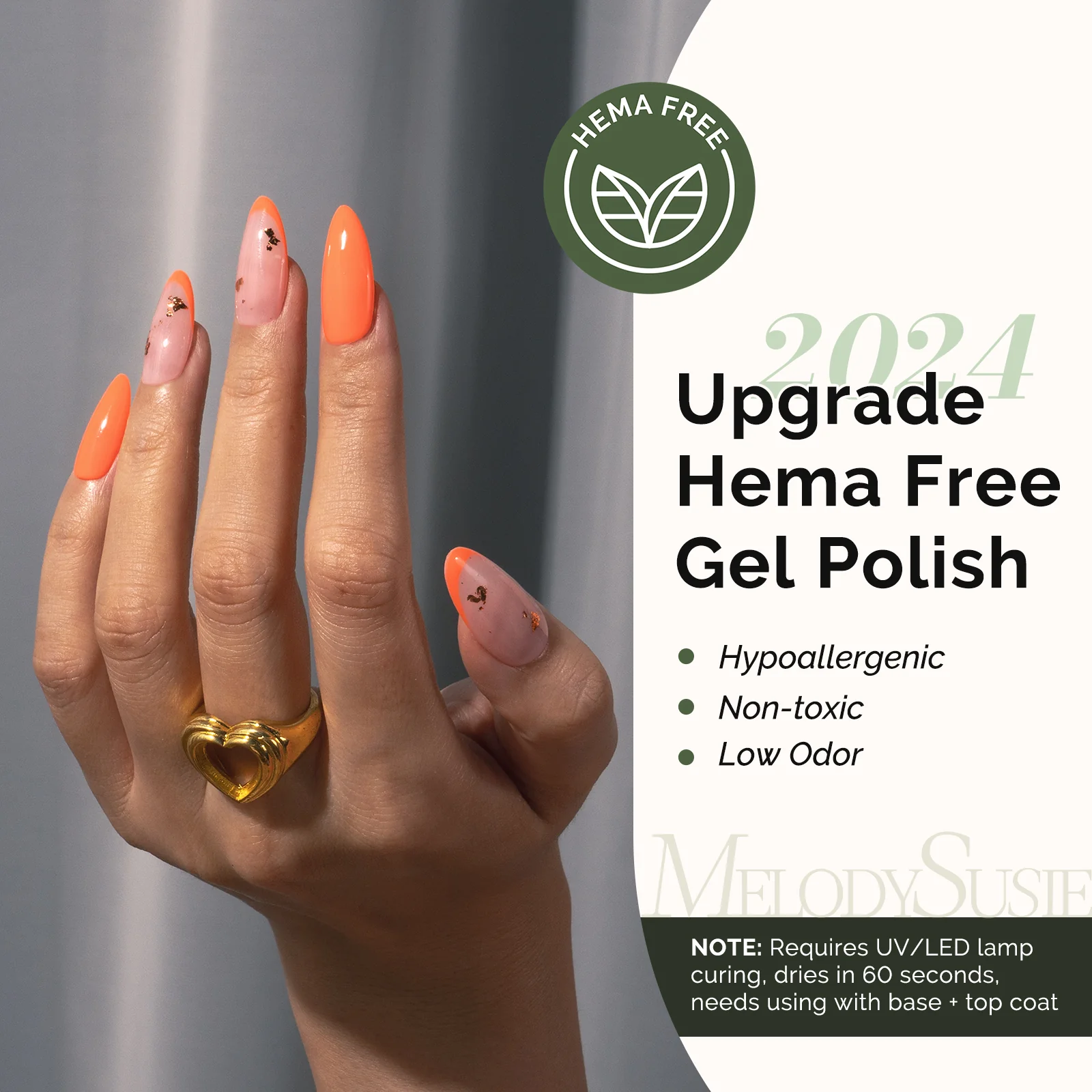 227 Blood Orange - HEMA-Free Gel Nail Polish 0.5 fl oz/15ml - Image 2