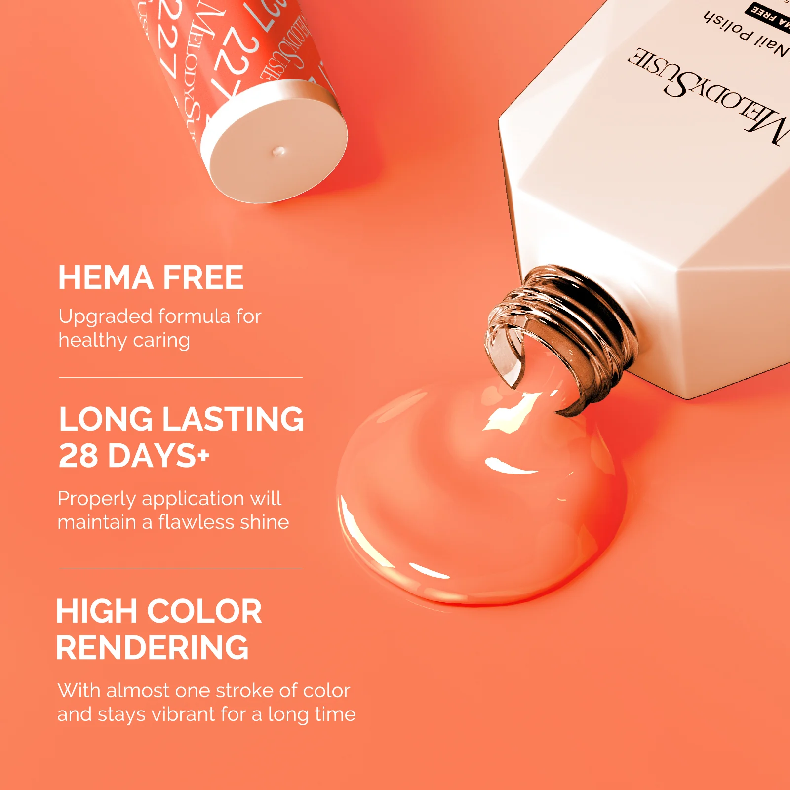 227 Blood Orange - HEMA-Free Gel Nail Polish 0.5 fl oz/15ml - Image 3