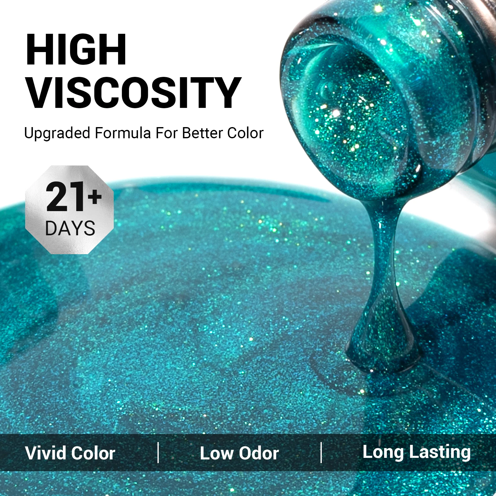 2572 Electric Turquoise Neon - TPO-Free Thick Gel Nail Polish(15ml) - Image 3