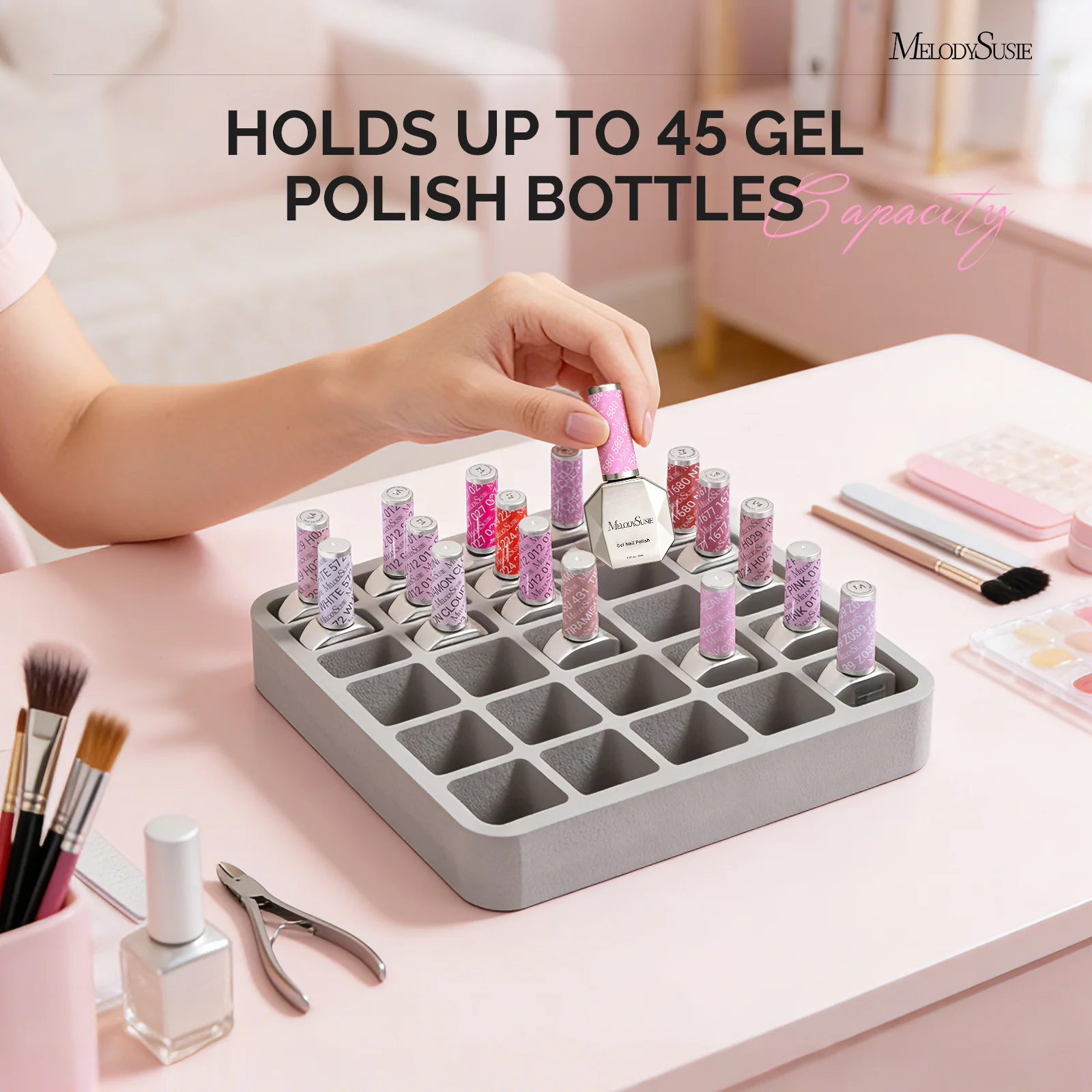 2Pcs Nail Gel Polish Organizer Holder Foam Pad with Slots - Image 3