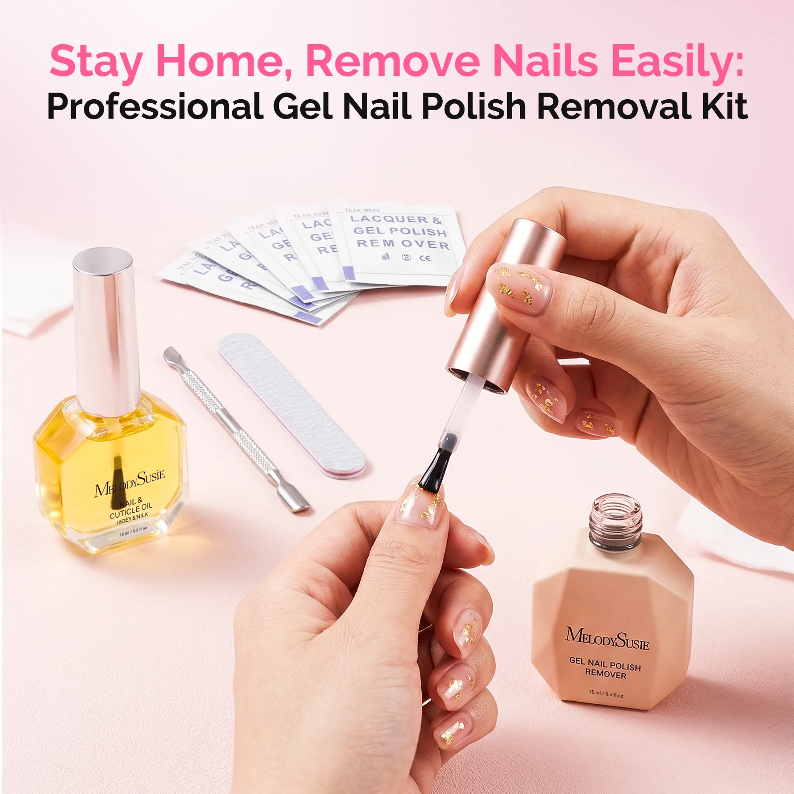 2Pcs Gel Nail Polish Remover with Cuticle Oil & Cuticle Pusher Tool - Image 8