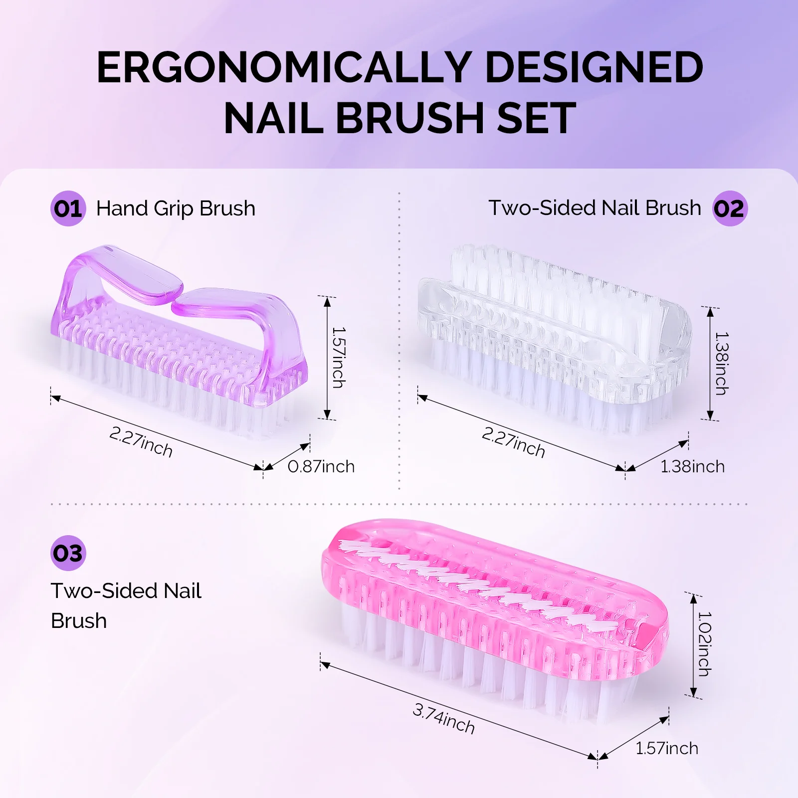 3 Pack Nail Brush Set - Image 7
