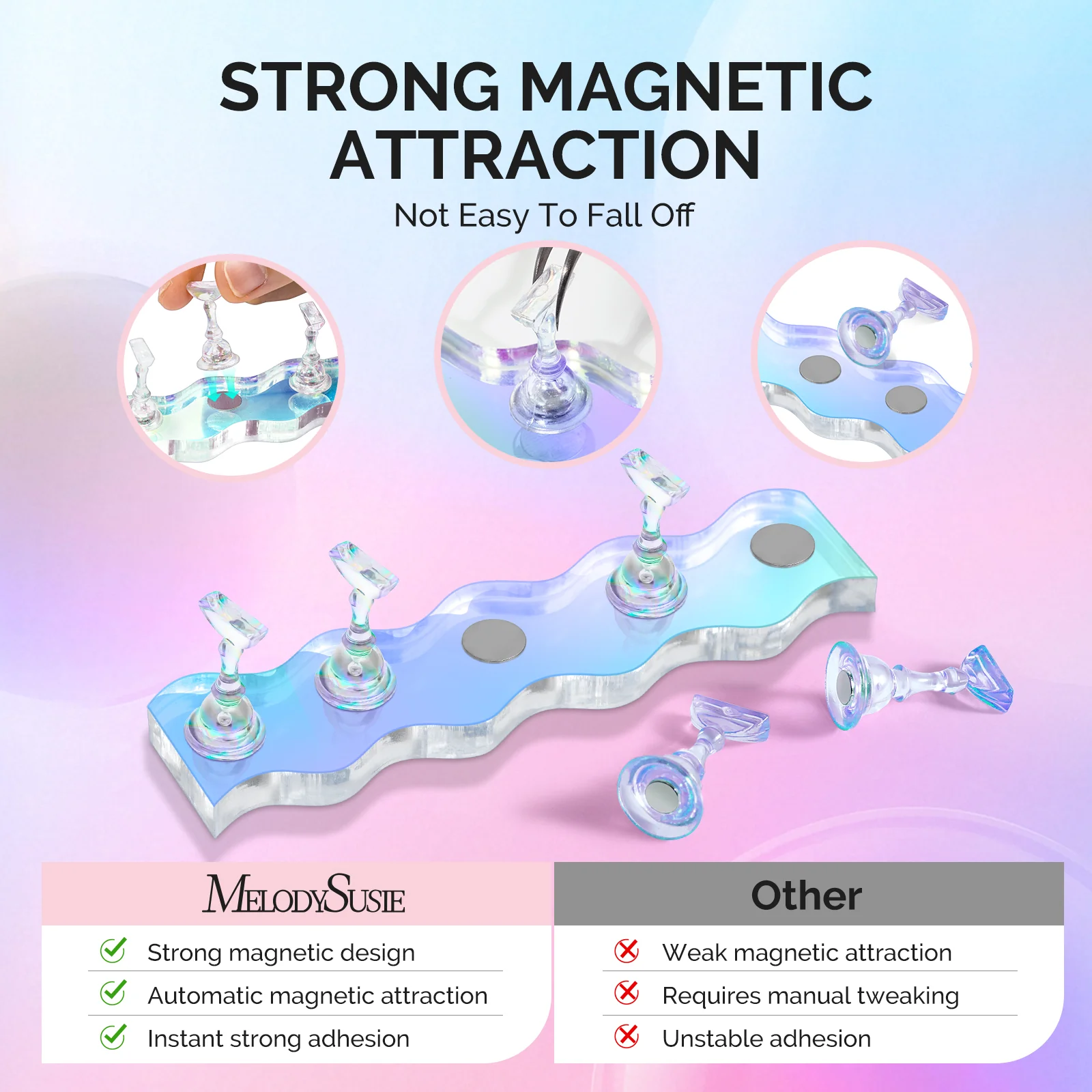 3 Sets Blue Acrylic Magnetic Nail Stand - Image 2