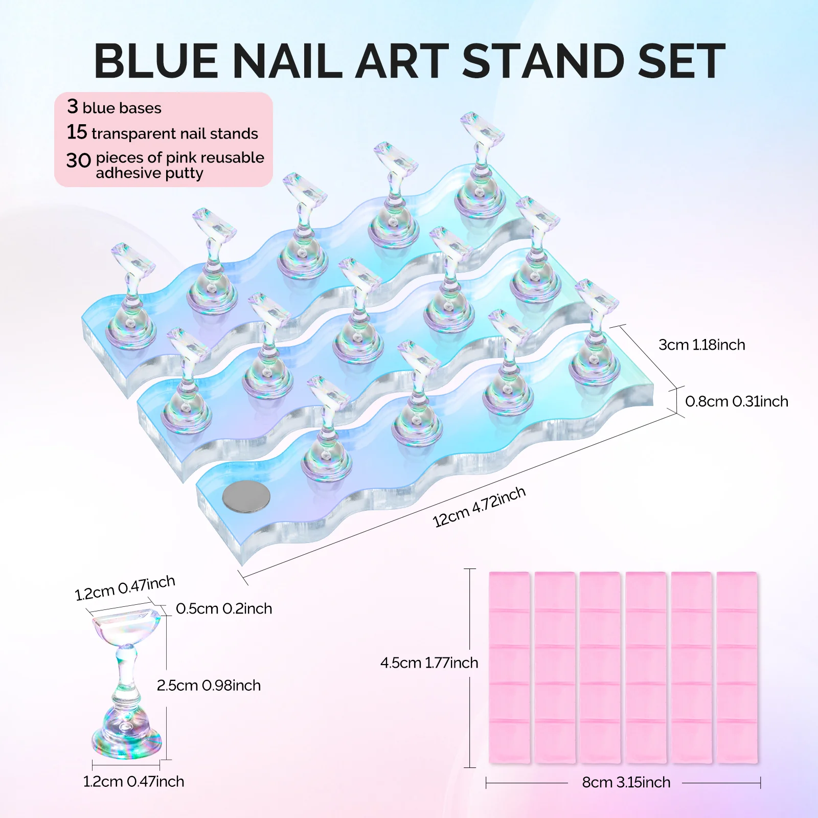 3 Sets Blue Acrylic Magnetic Nail Stand - Image 7