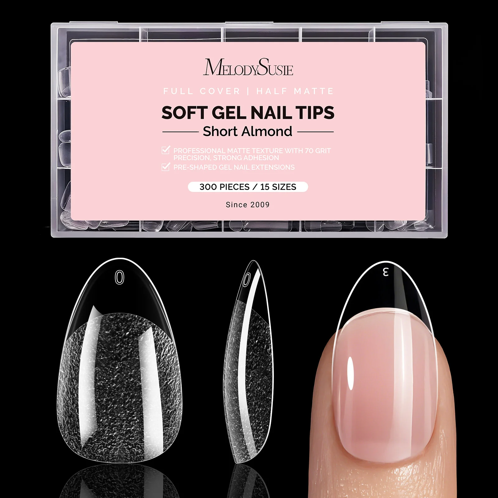 300Pcs Half Matte Clear Acrylic Full Cover Nail Tips - Image 16