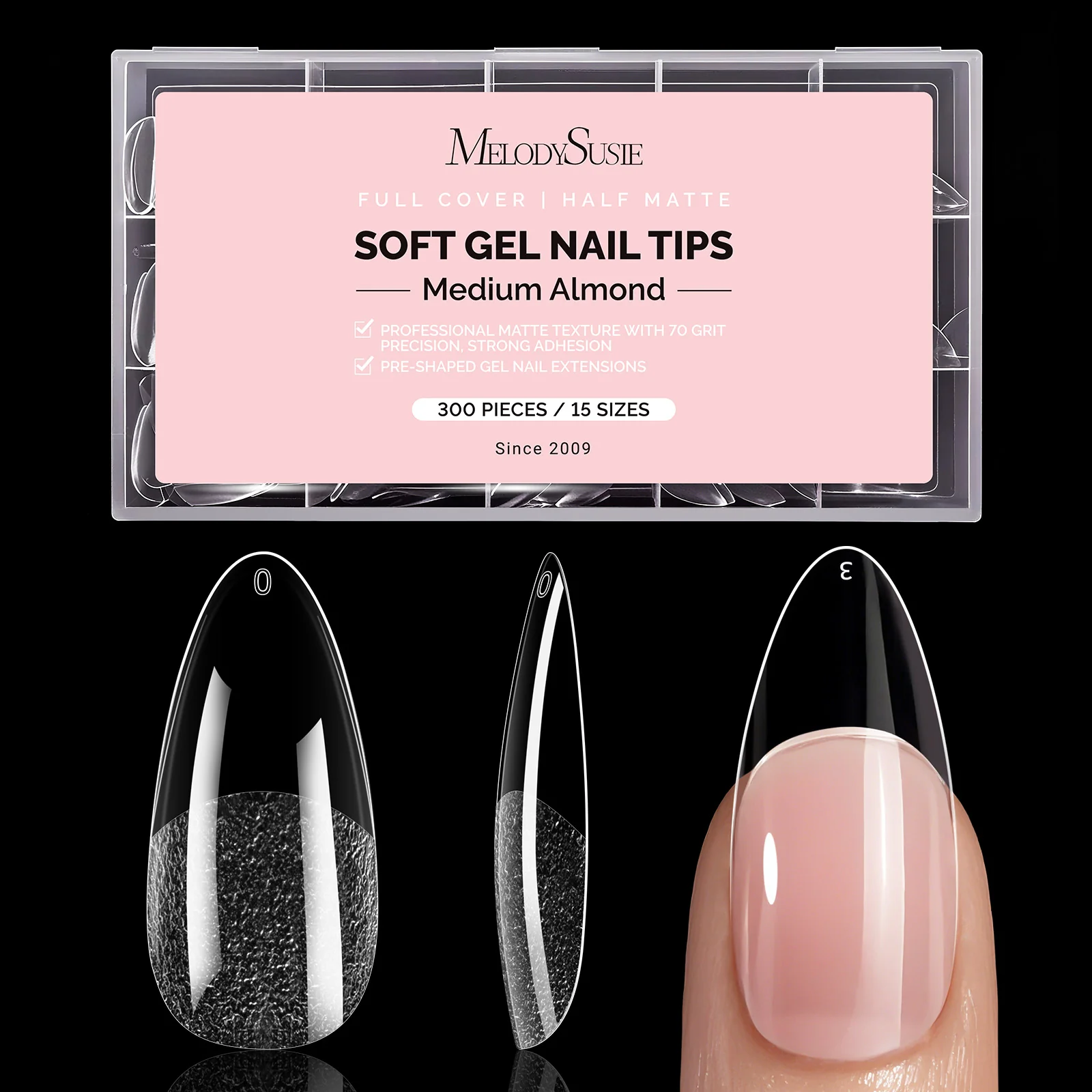 300Pcs Half Matte Clear Acrylic Full Cover Nail Tips - Image 17