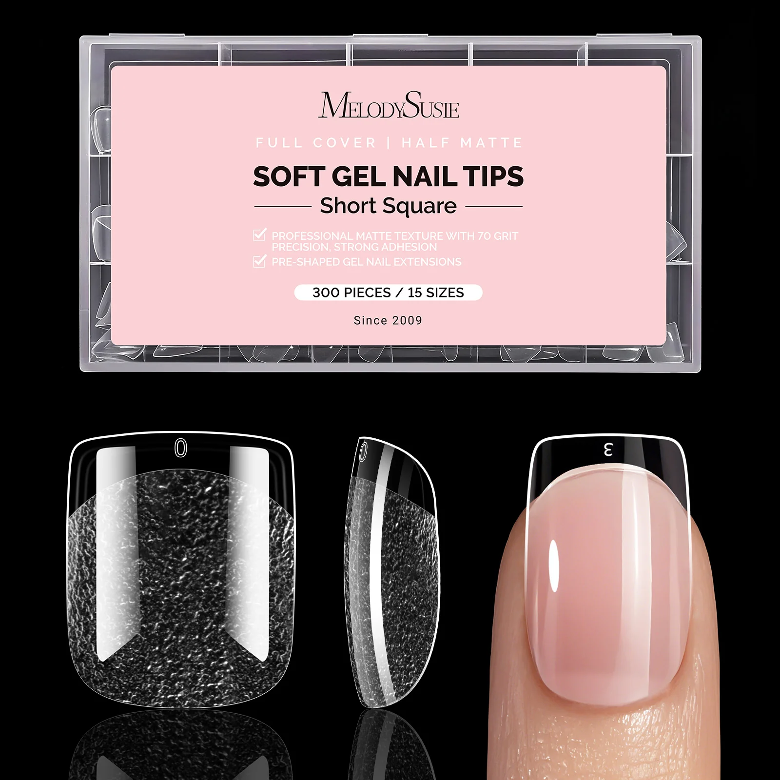 300Pcs Half Matte Clear Acrylic Full Cover Nail Tips - Image 18