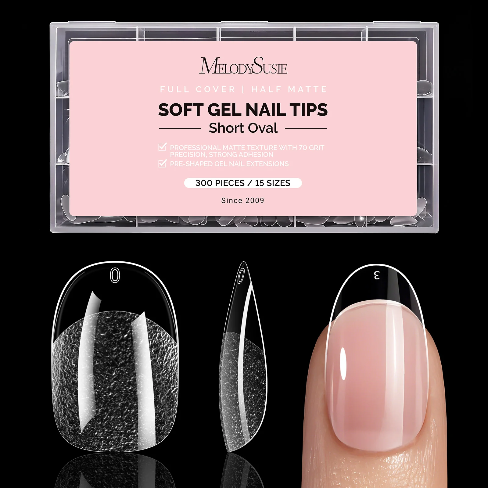 300Pcs Half Matte Clear Acrylic Full Cover Nail Tips - Image 19