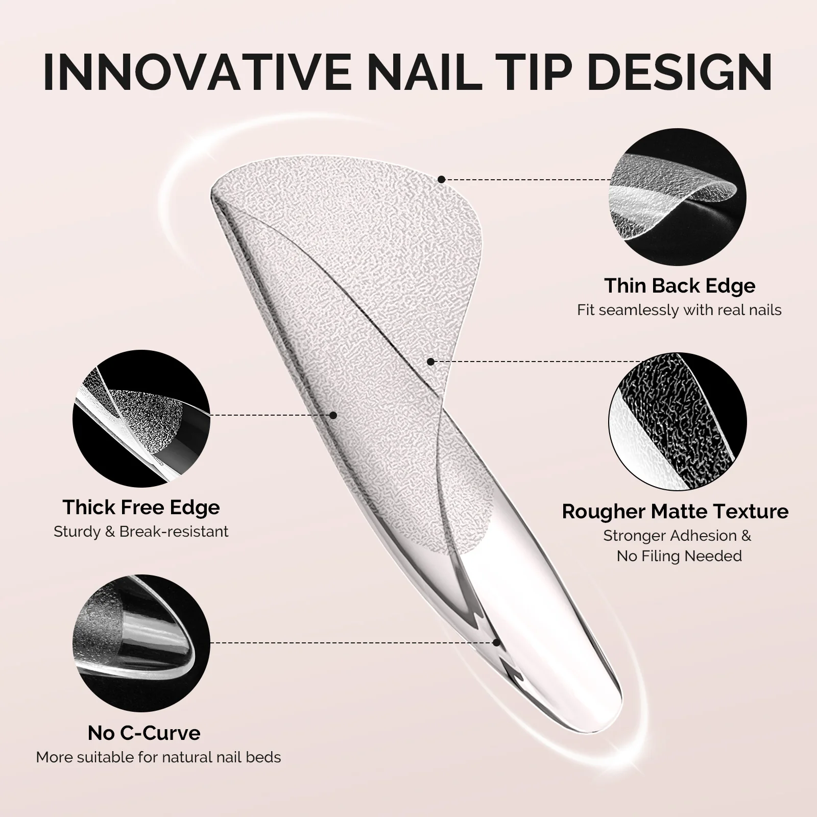 300Pcs Half Matte Clear Acrylic Full Cover Nail Tips - Image 3