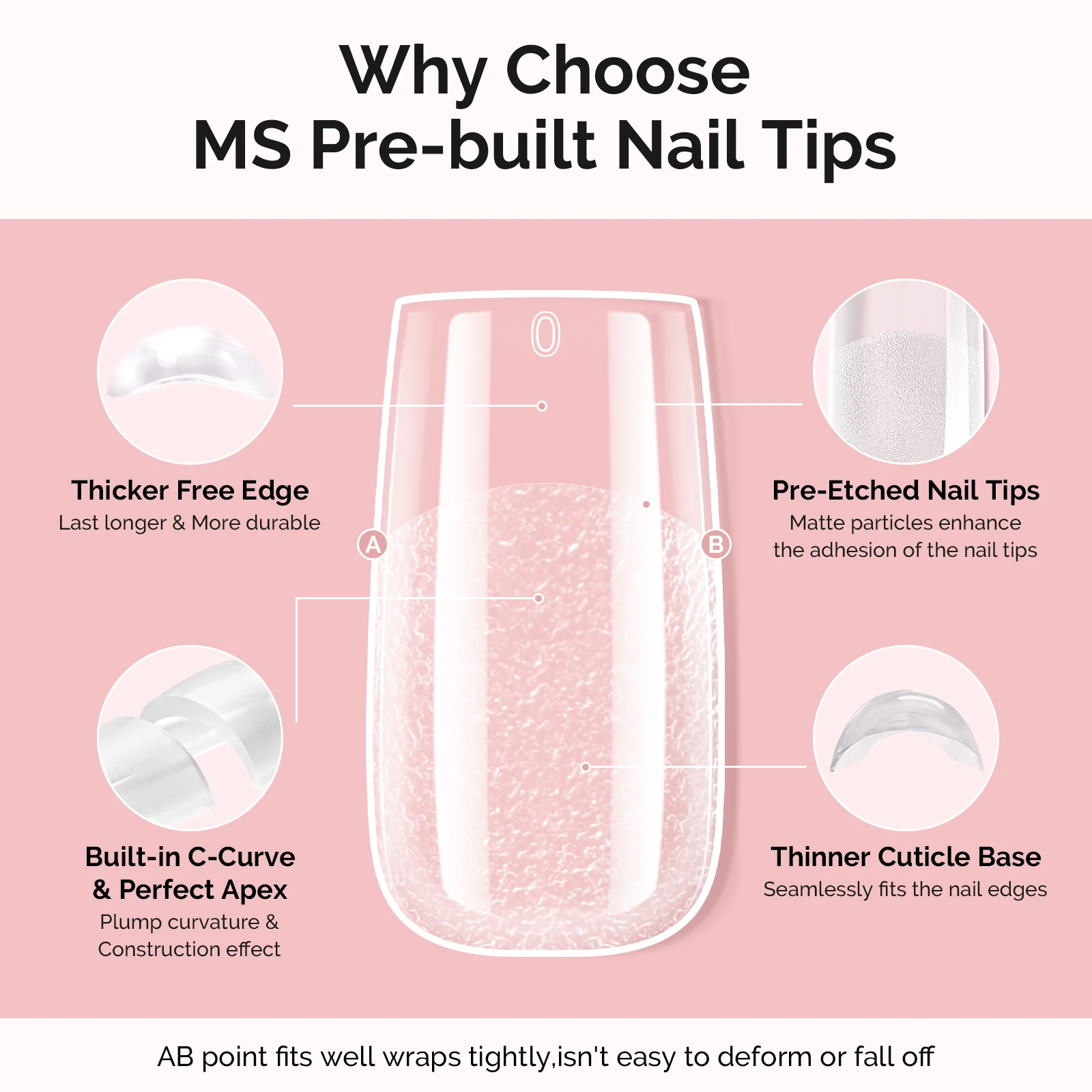 300Pcs Half Matte Clear Acrylic Full Cover Pre-Built Nail Tips & 20g Solid Nail Glue Gel - Image 16