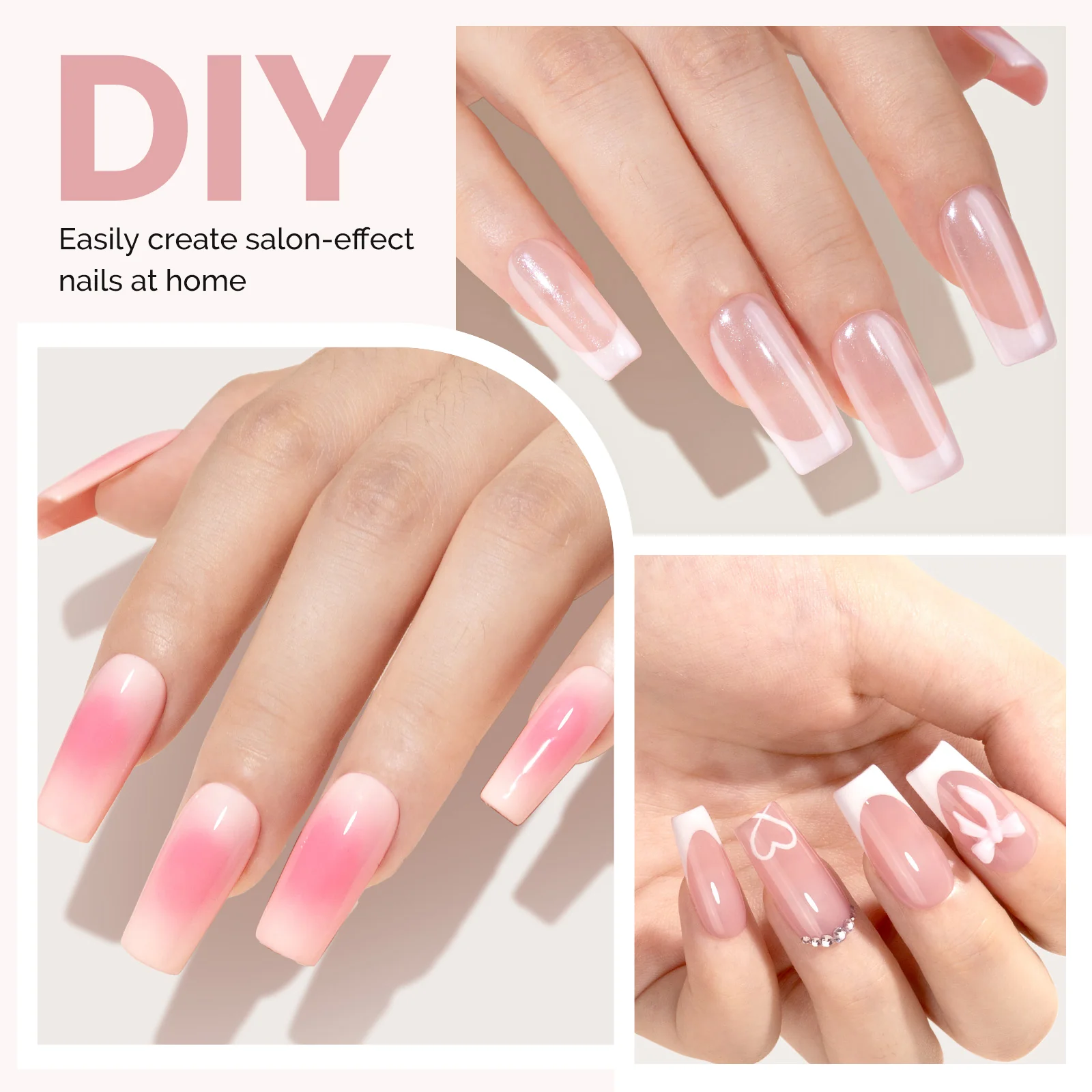 300Pcs Half Matte Clear Acrylic Full Cover Pre-Built Nail Tips & 20g Solid Nail Glue Gel - Image 18