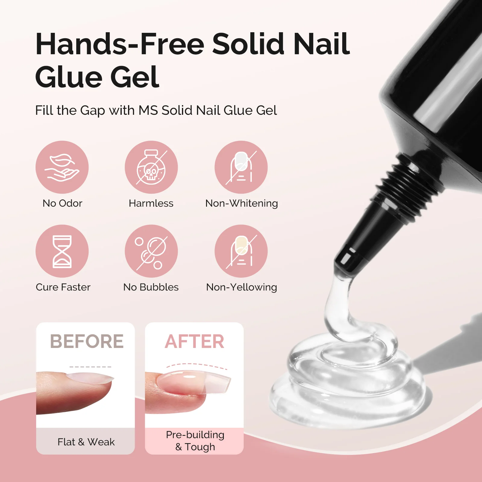 300Pcs Half Matte Clear Acrylic Full Cover Pre-Built Nail Tips & 20g Solid Nail Glue Gel - Image 19