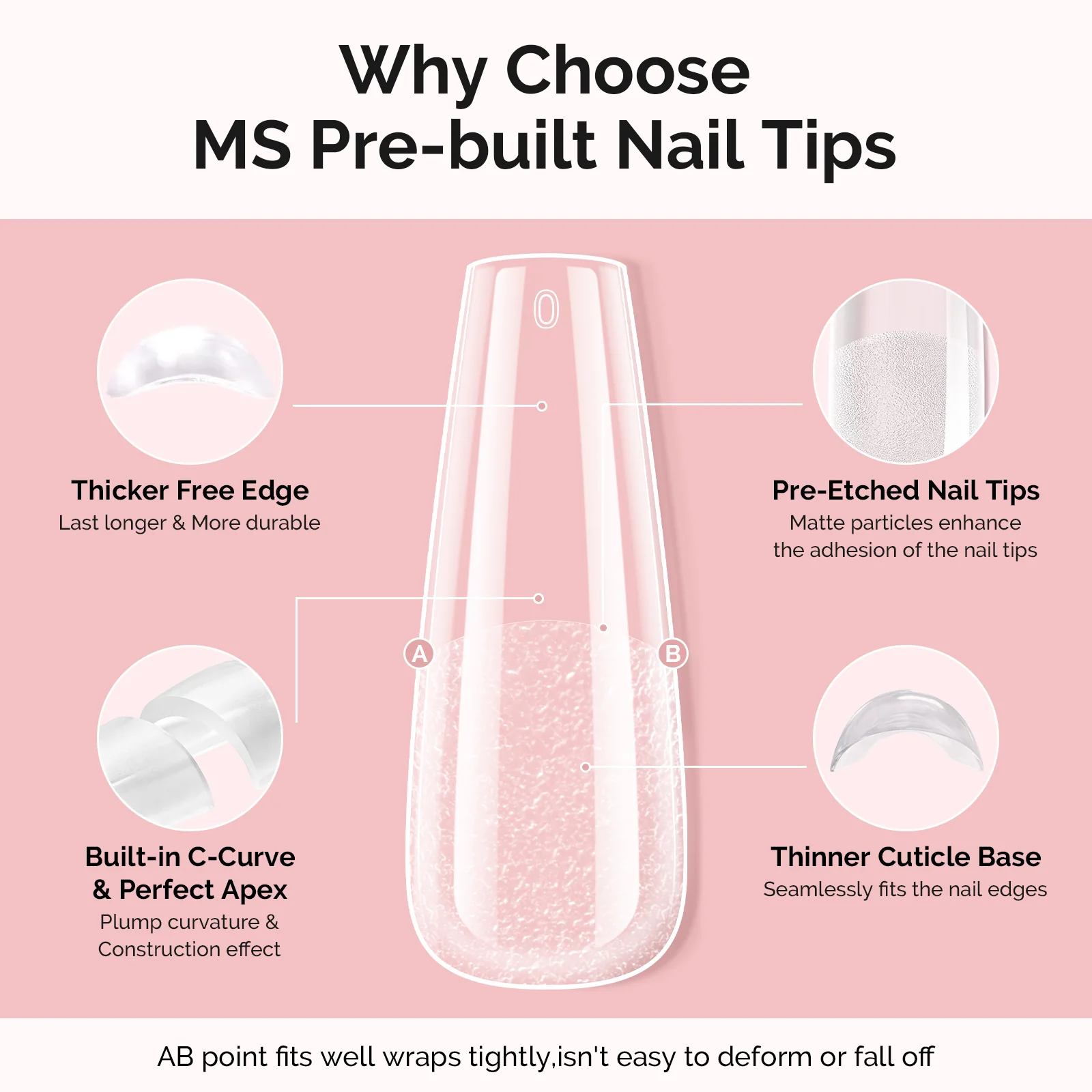 300Pcs Half Matte Clear Acrylic Full Cover Pre-Built Nail Tips & 20g Solid Nail Glue Gel - Image 2