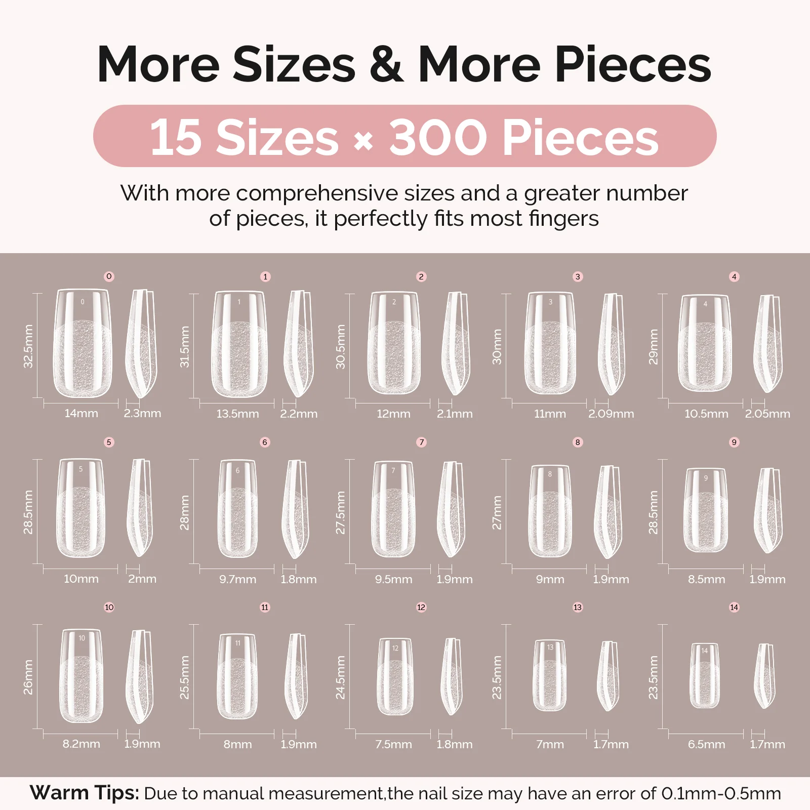300Pcs Half Matte Clear Acrylic Full Cover Pre-Built Nail Tips & 20g Solid Nail Glue Gel - Image 20