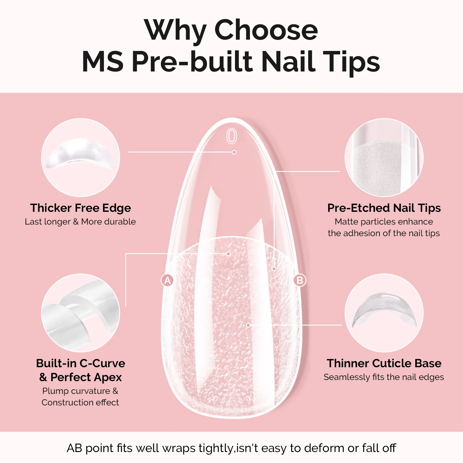 300Pcs Half Matte Clear Acrylic Full Cover Pre-Built Nail Tips & 20g Solid Nail Glue Gel - Image 23