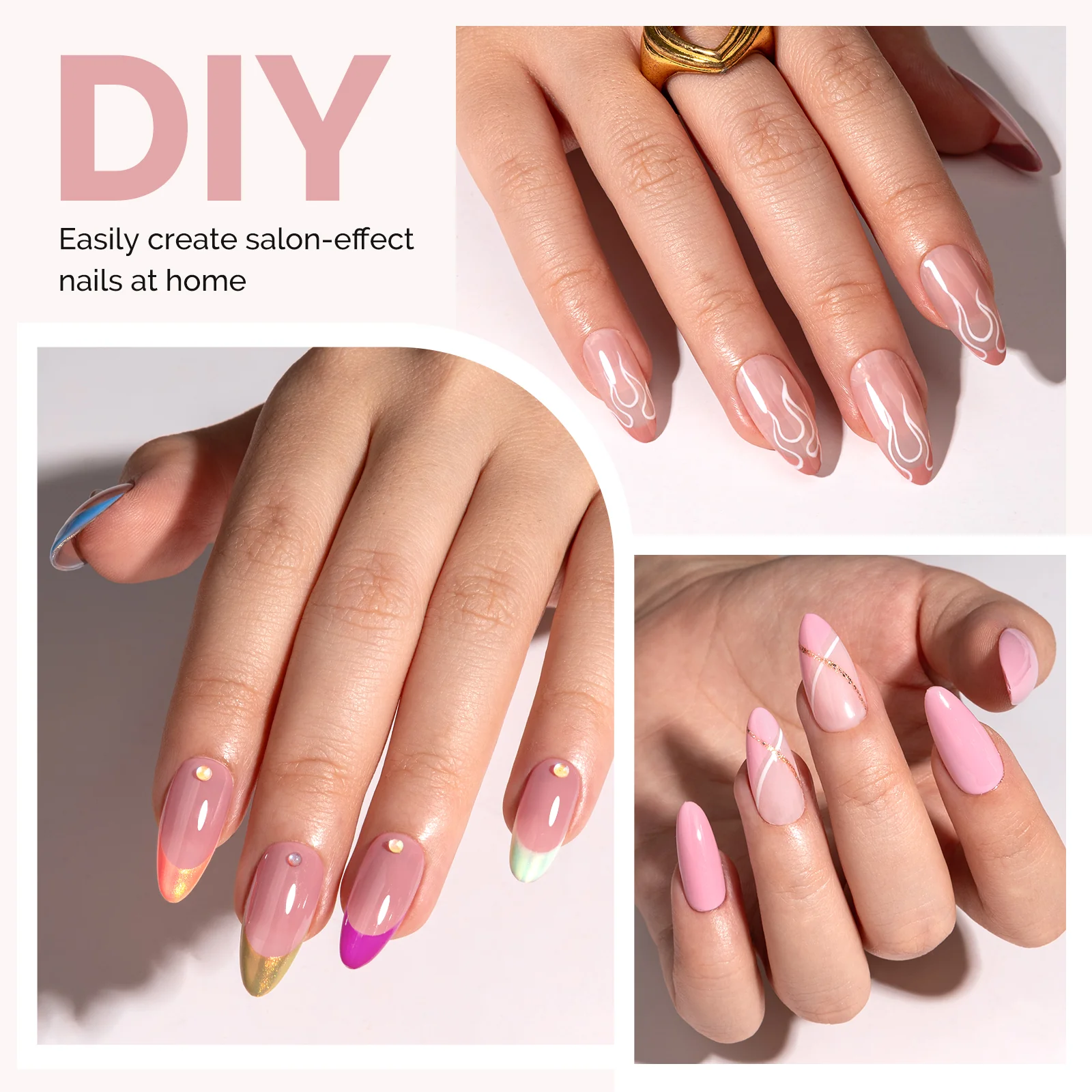 300Pcs Half Matte Clear Acrylic Full Cover Pre-Built Nail Tips & 20g Solid Nail Glue Gel - Image 25