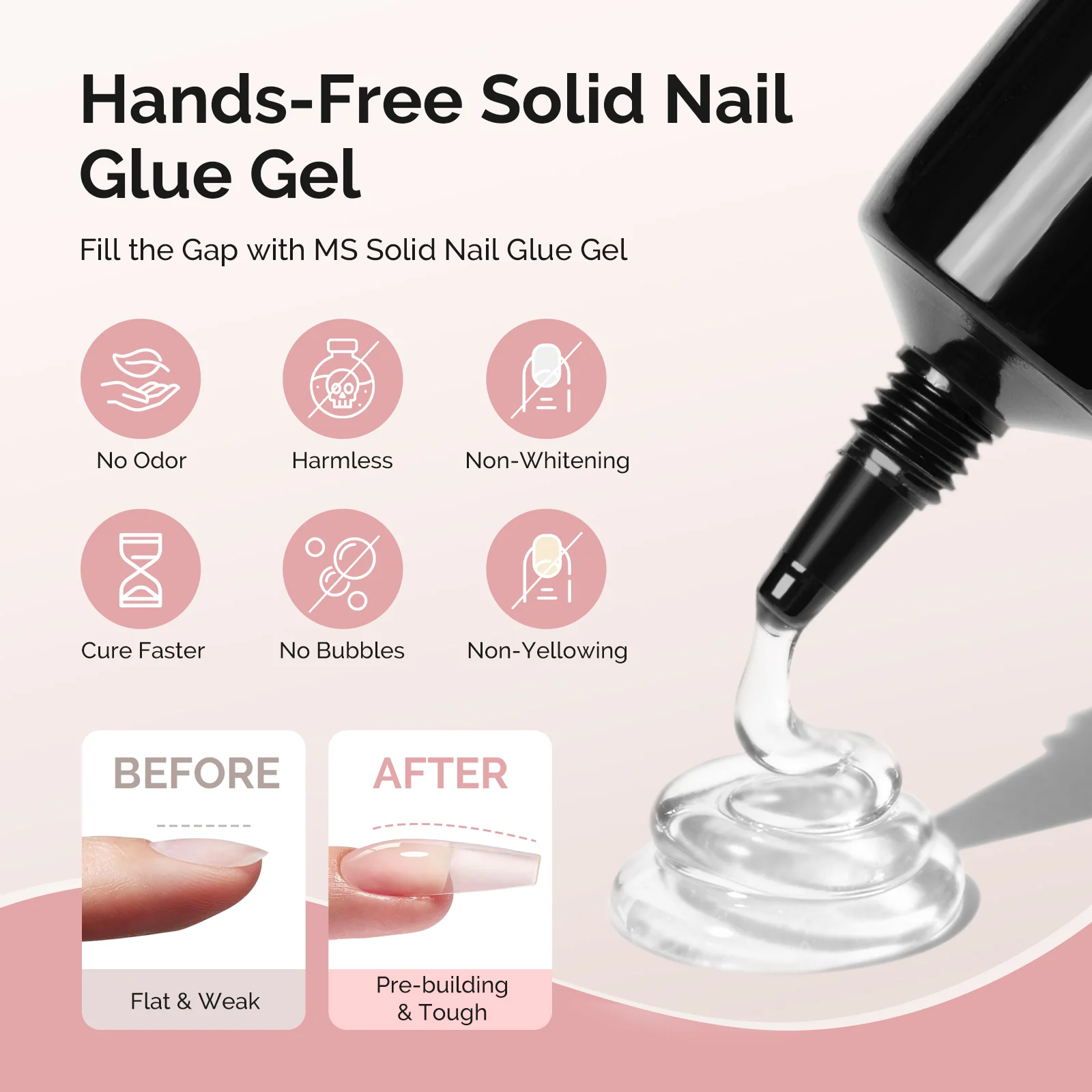 300Pcs Half Matte Clear Acrylic Full Cover Pre-Built Nail Tips & 20g Solid Nail Glue Gel - Image 5