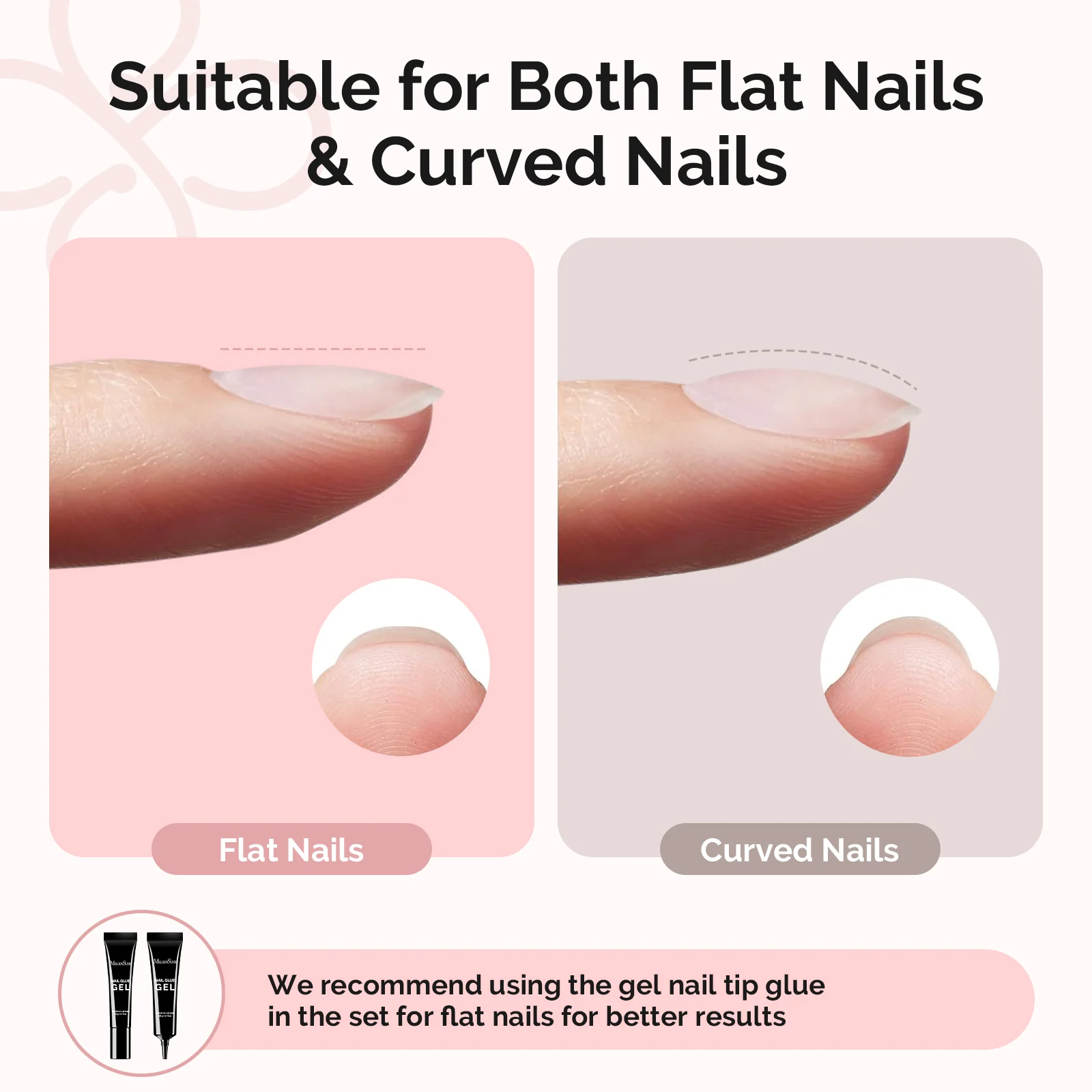 300Pcs Half Matte Clear Acrylic Full Cover Pre-Built Nail Tips & 20g Solid Nail Glue Gel - Image 7