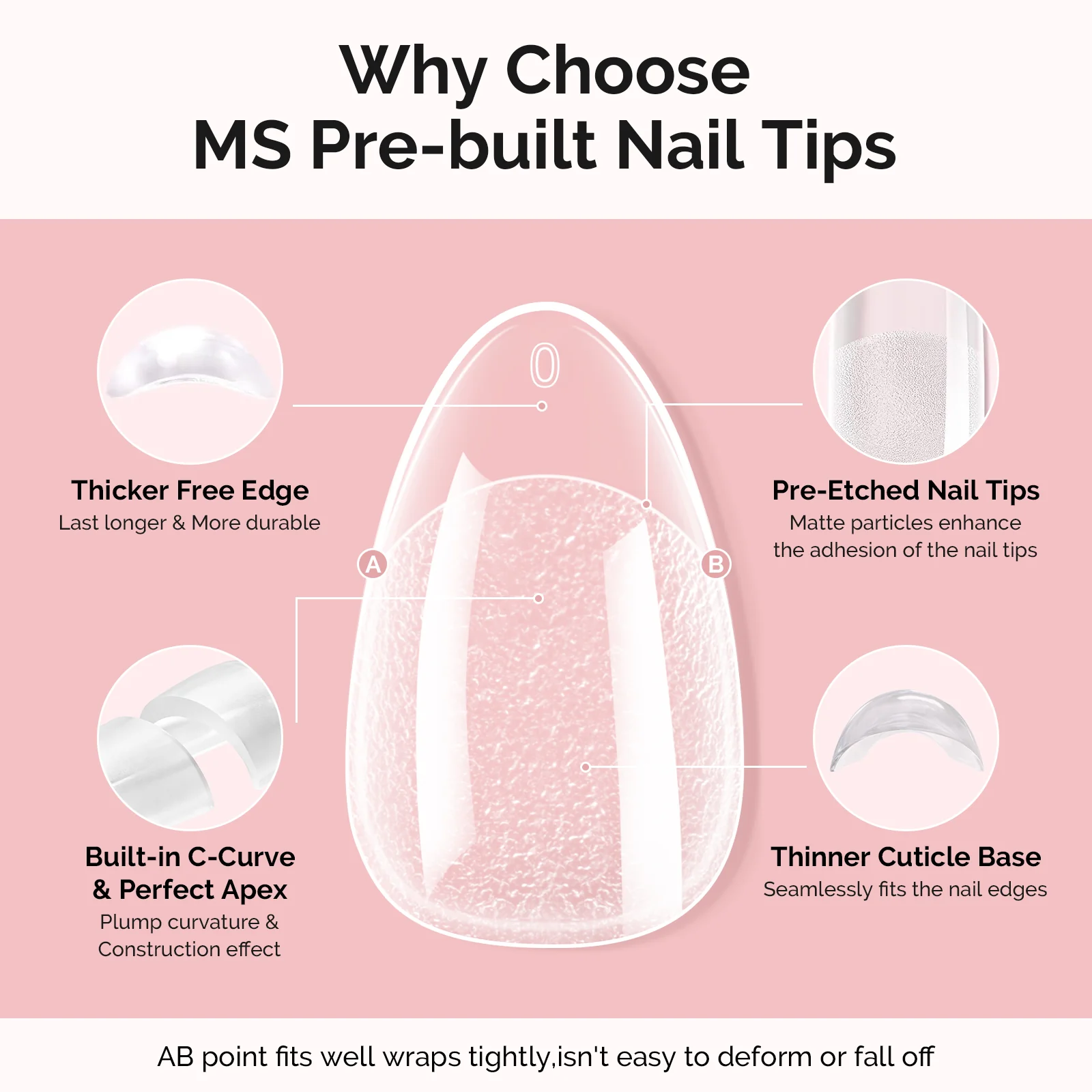 300Pcs Half Matte Clear Acrylic Full Cover Pre-Built Nail Tips & 20g Solid Nail Glue Gel - Image 9