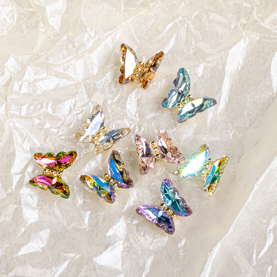 3D Butterfly Shape Glamour Aurora Nail Rhinestones - Image 2