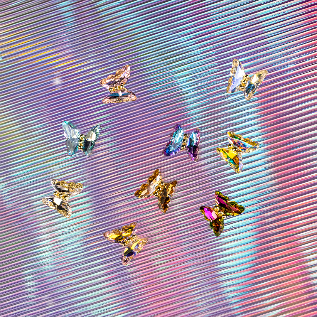 3D Butterfly Shape Glamour Aurora Nail Rhinestones - Image 4
