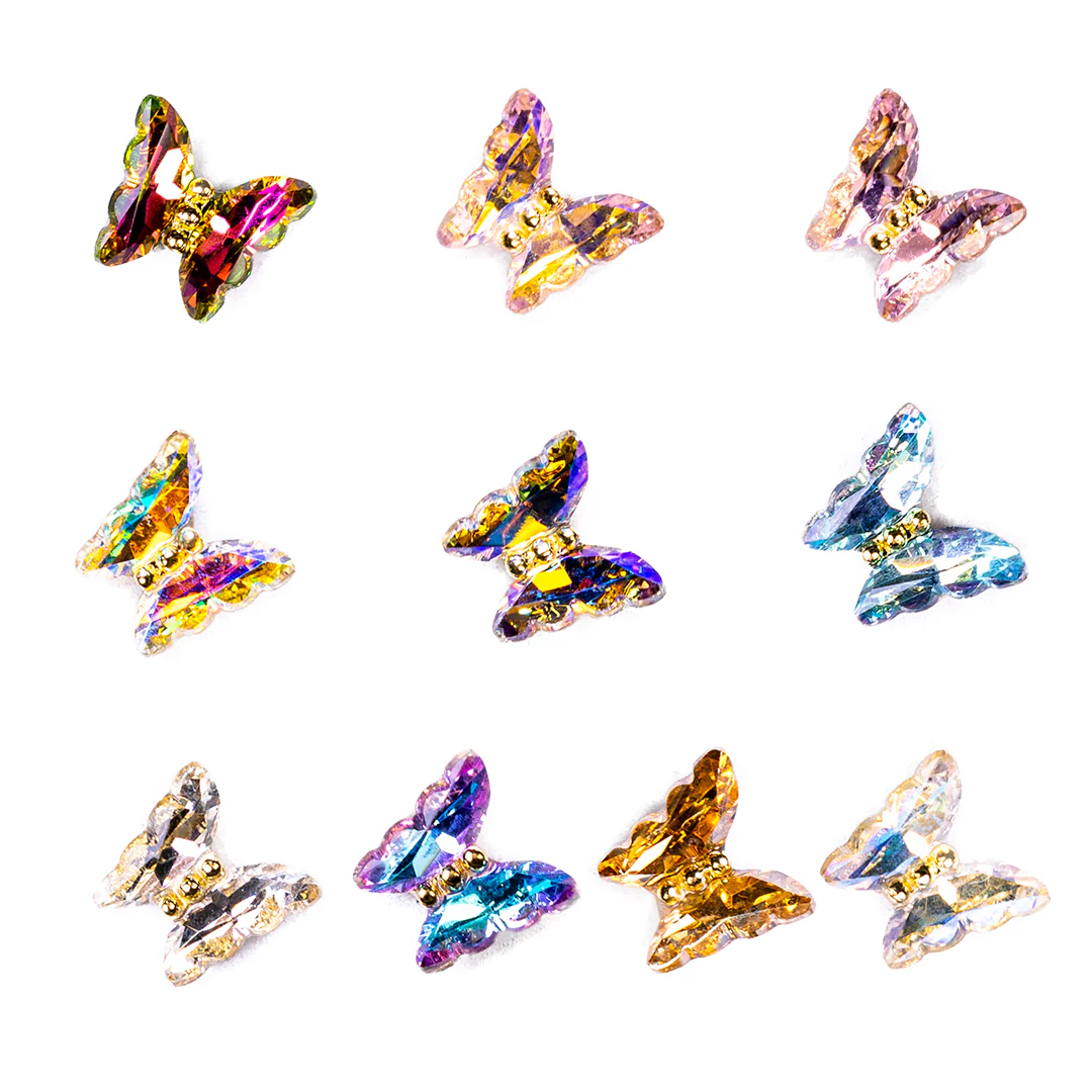 3D Butterfly Shape Glamour Aurora Nail Rhinestones - Image 5