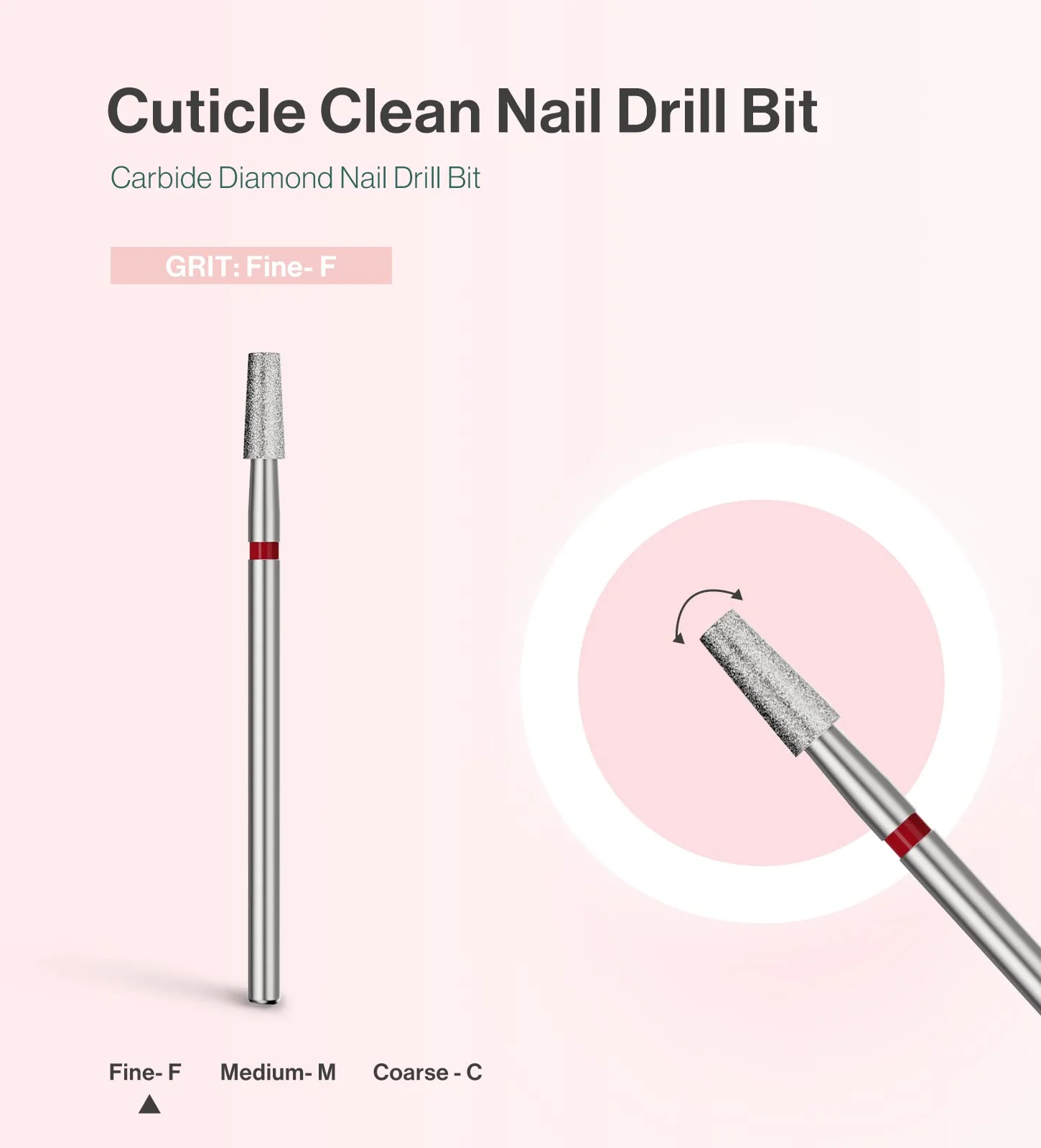 3mm Short Tapered Barrel Carbide Diamond Under Nail Cleaner Nail Drill Bit - Image 2