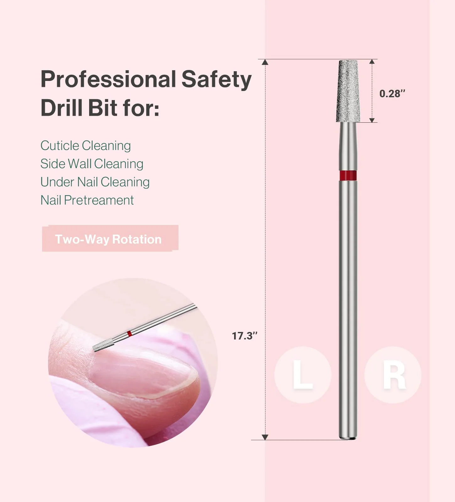 3mm Short Tapered Barrel Carbide Diamond Under Nail Cleaner Nail Drill Bit - Image 3