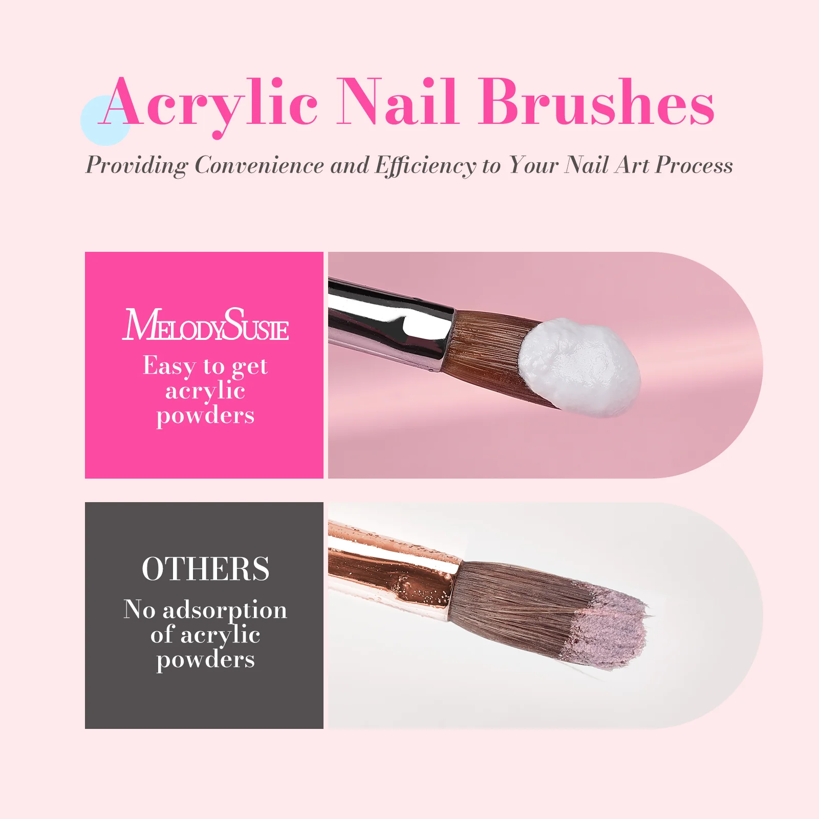 Acrylic Nail Brush Set (3Pcs) - Pink - Image 3