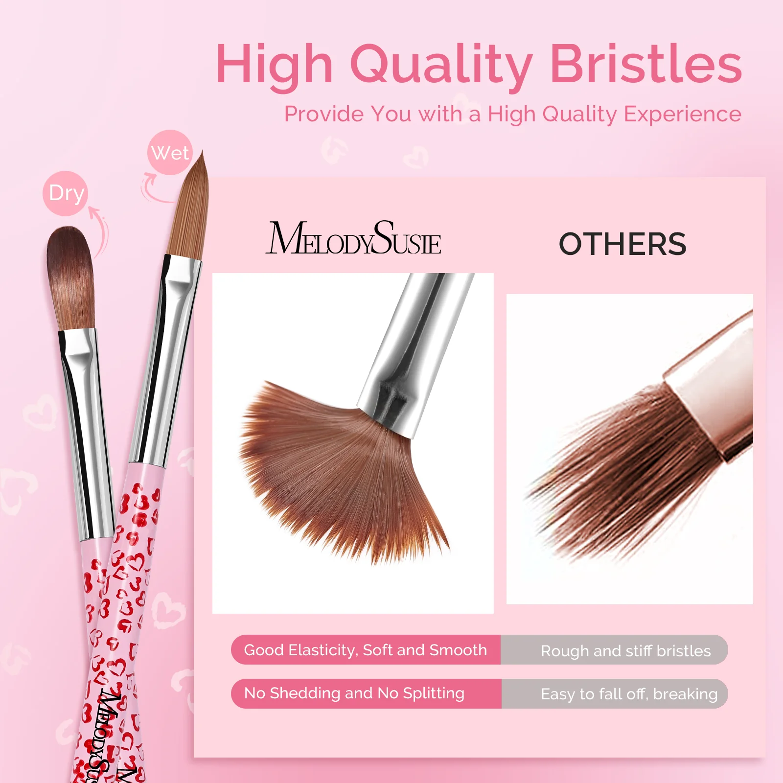 3Pcs Acrylic Nail Brush Set - Pink - Image 4