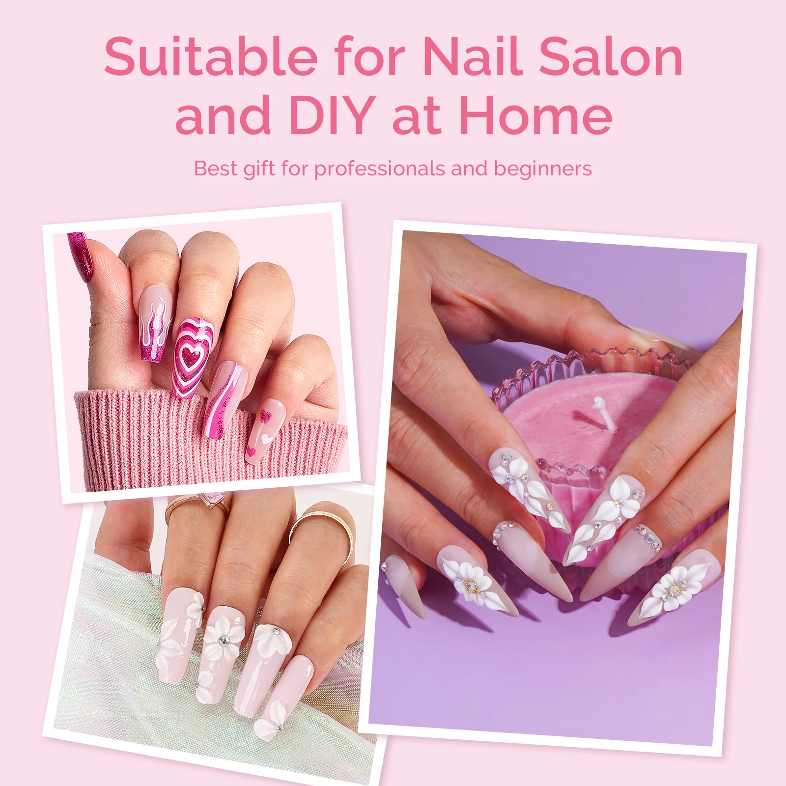 3Pcs Acrylic Nail Brush Set - Pink - Image 6