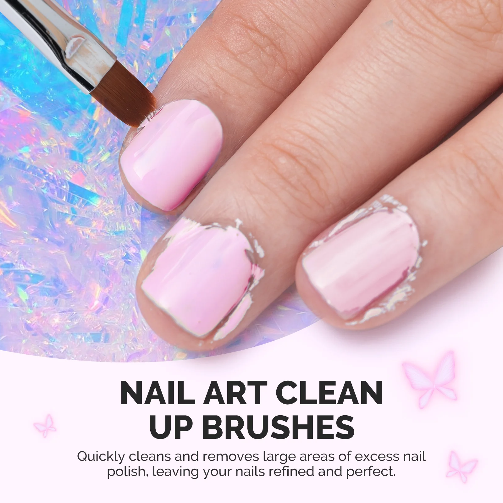 4Pcs Nail Art Clean Up Brushes - Flat/Oval/Angled/Carved - Image 2