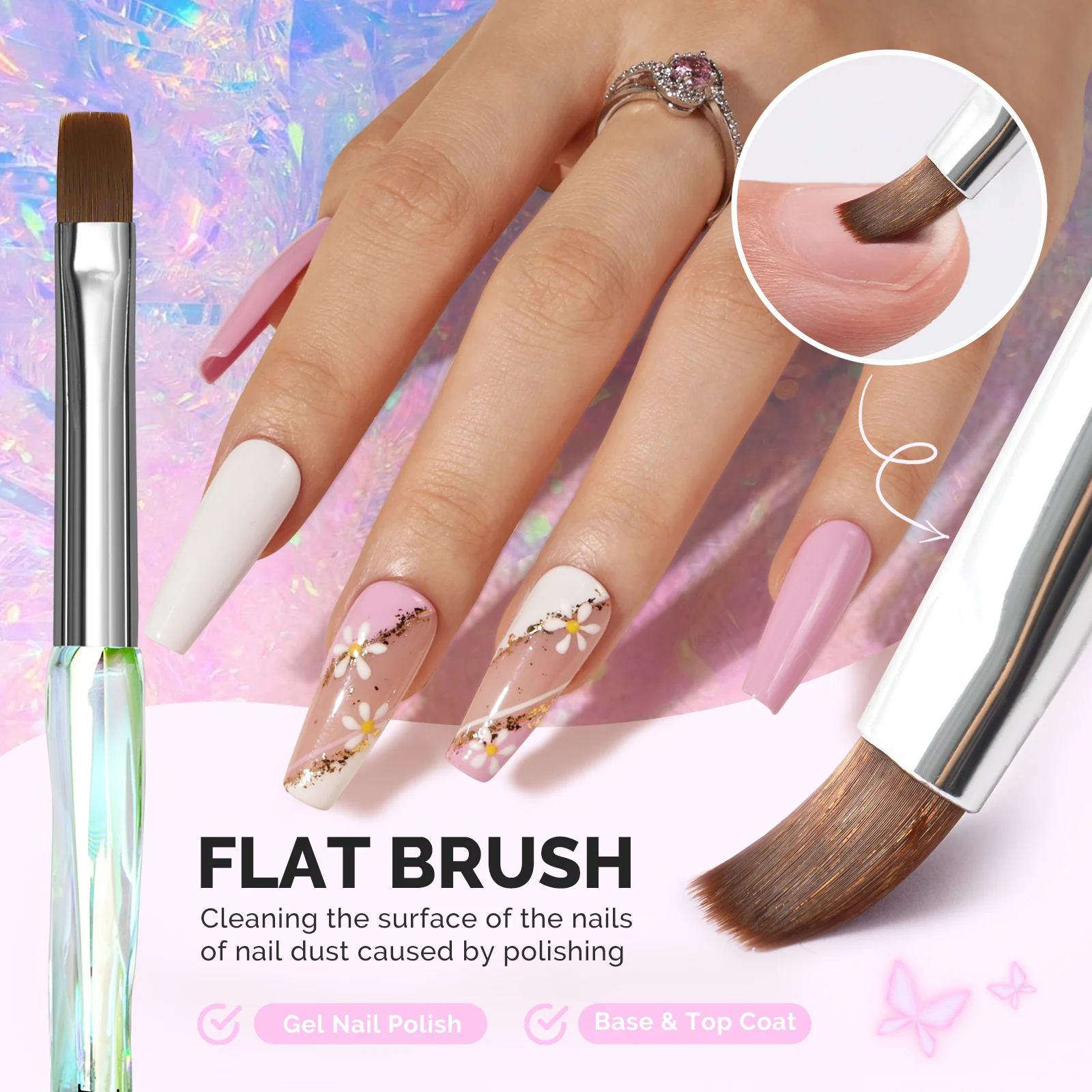 4Pcs Nail Art Clean Up Brushes - Flat/Oval/Angled/Carved - Image 3