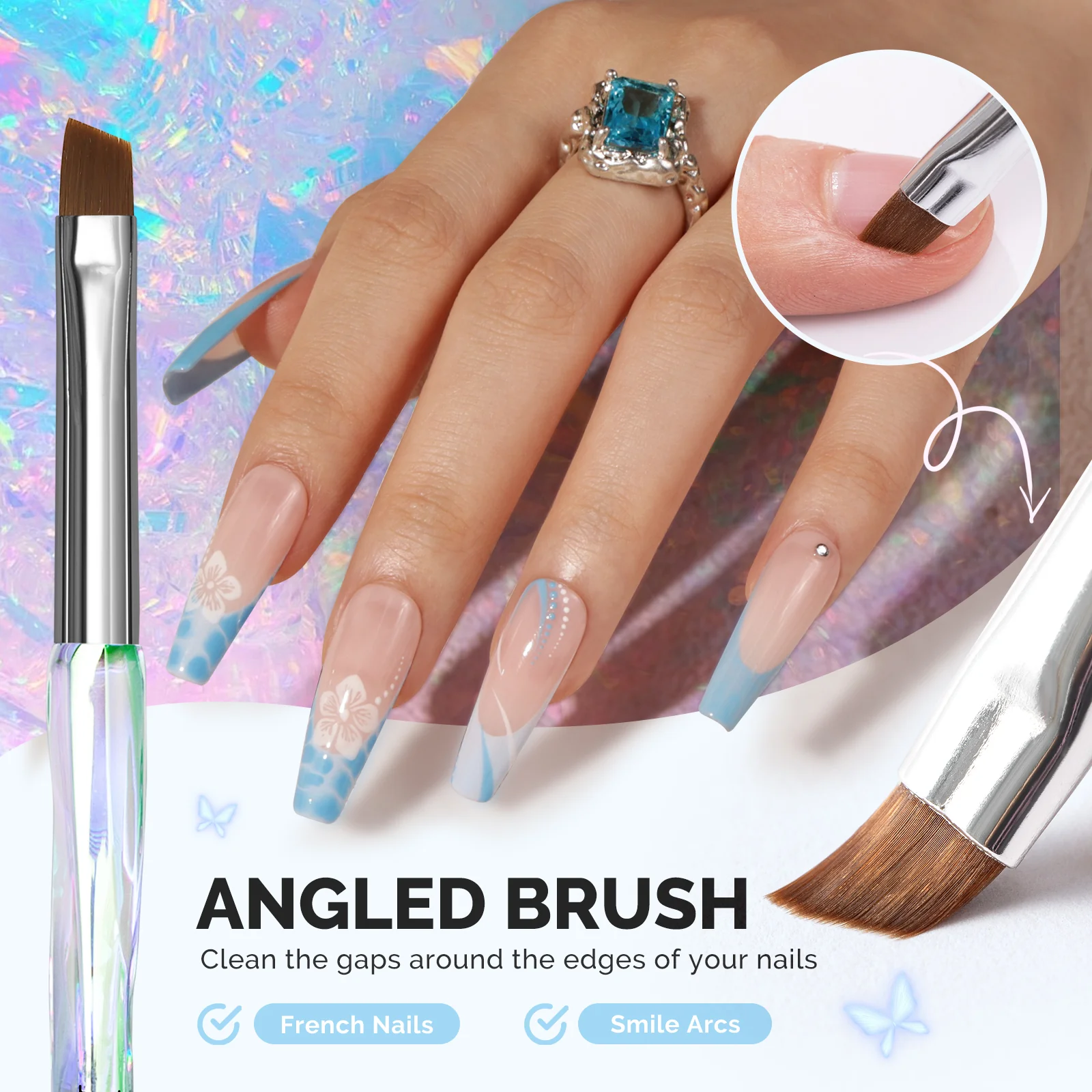 4Pcs Nail Art Clean Up Brushes - Flat/Oval/Angled/Carved - Image 4