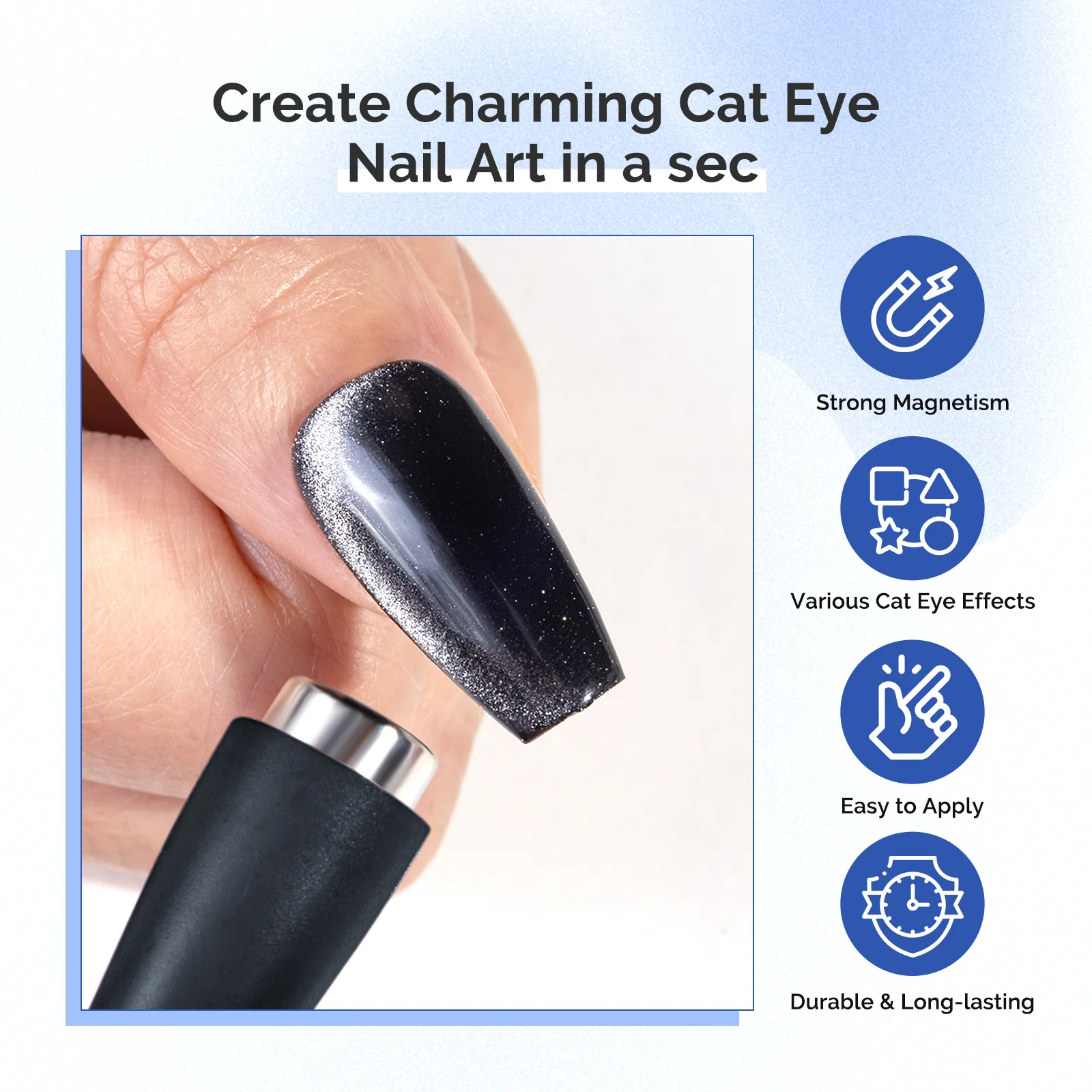 5 in 1 Multifunctional Cat Eye Gel Nail Polish Magnet - Black - Image 4