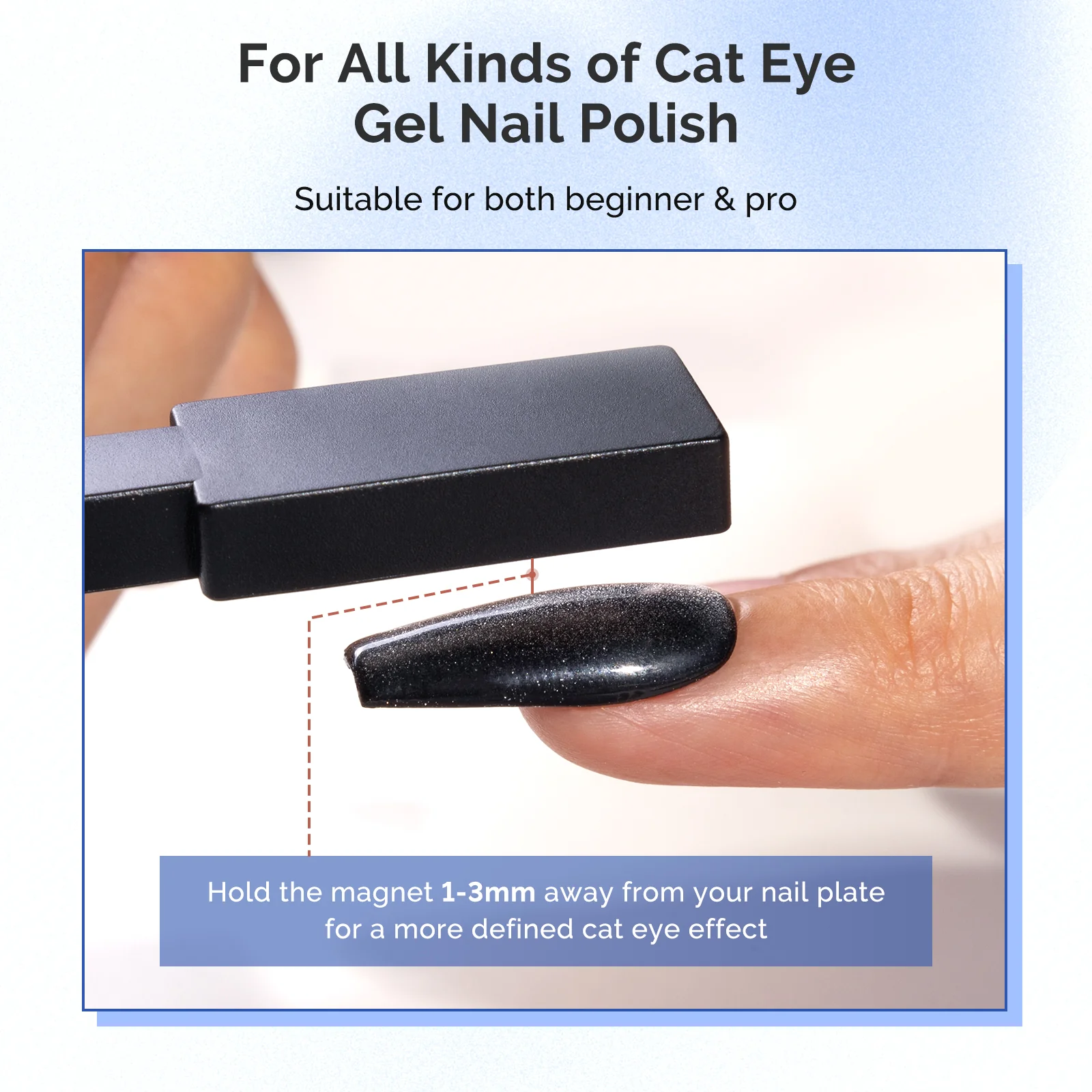 5 in 1 Multifunctional Cat Eye Gel Nail Polish Magnet - Black - Image 6