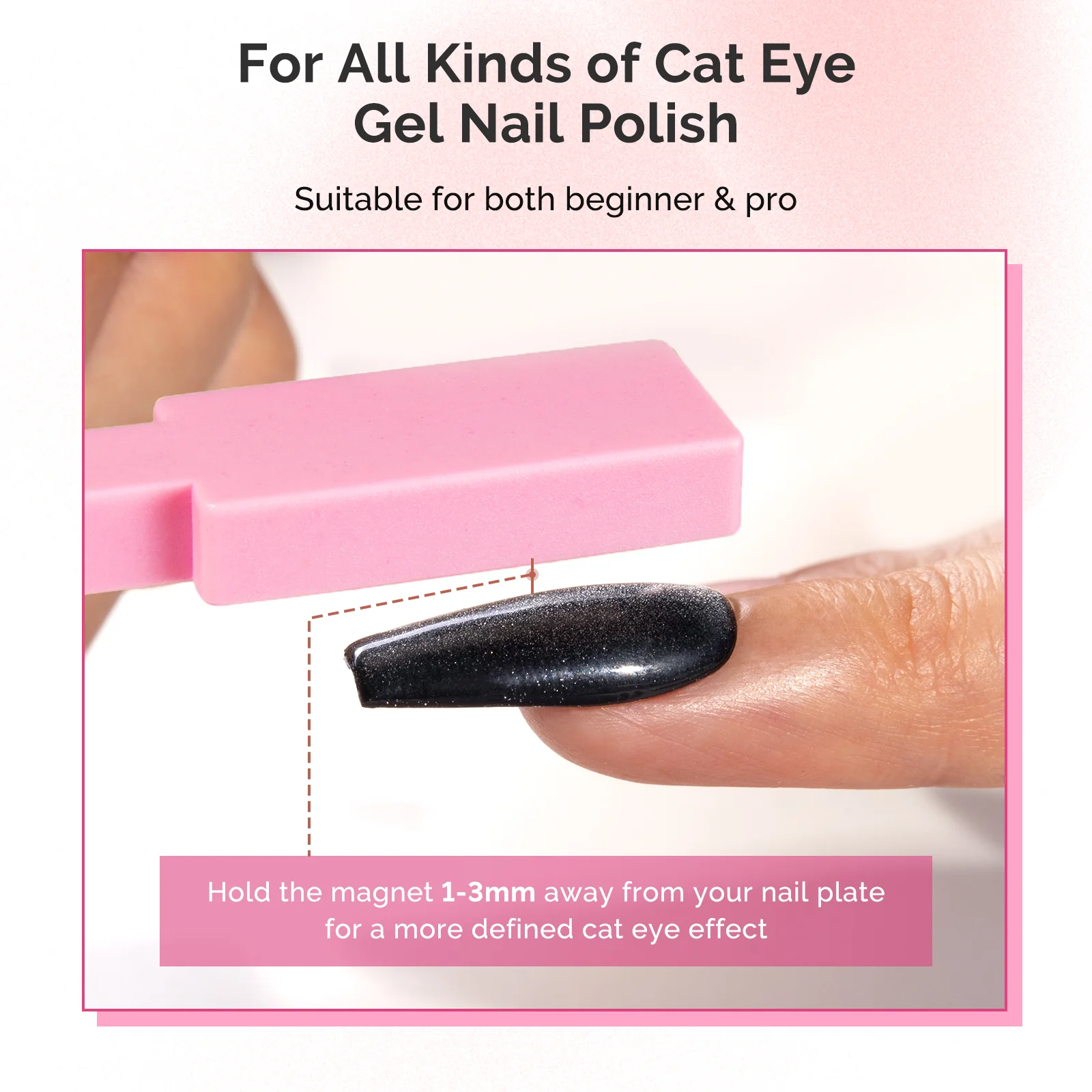 5 in 1 Multifunctional Cat Eye Gel Nail Polish Magnet - Pink - Image 6
