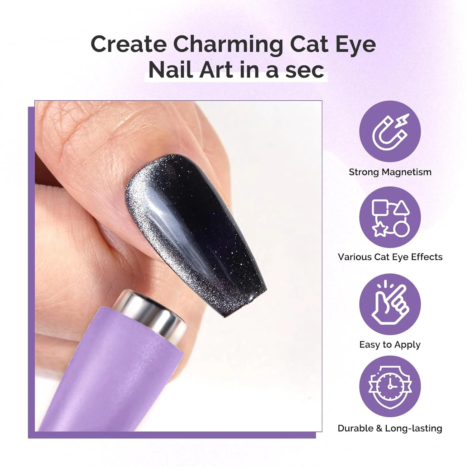 5 in 1 Multifunctional Cat Eye Gel Nail Polish Magnet - Purple - Image 2